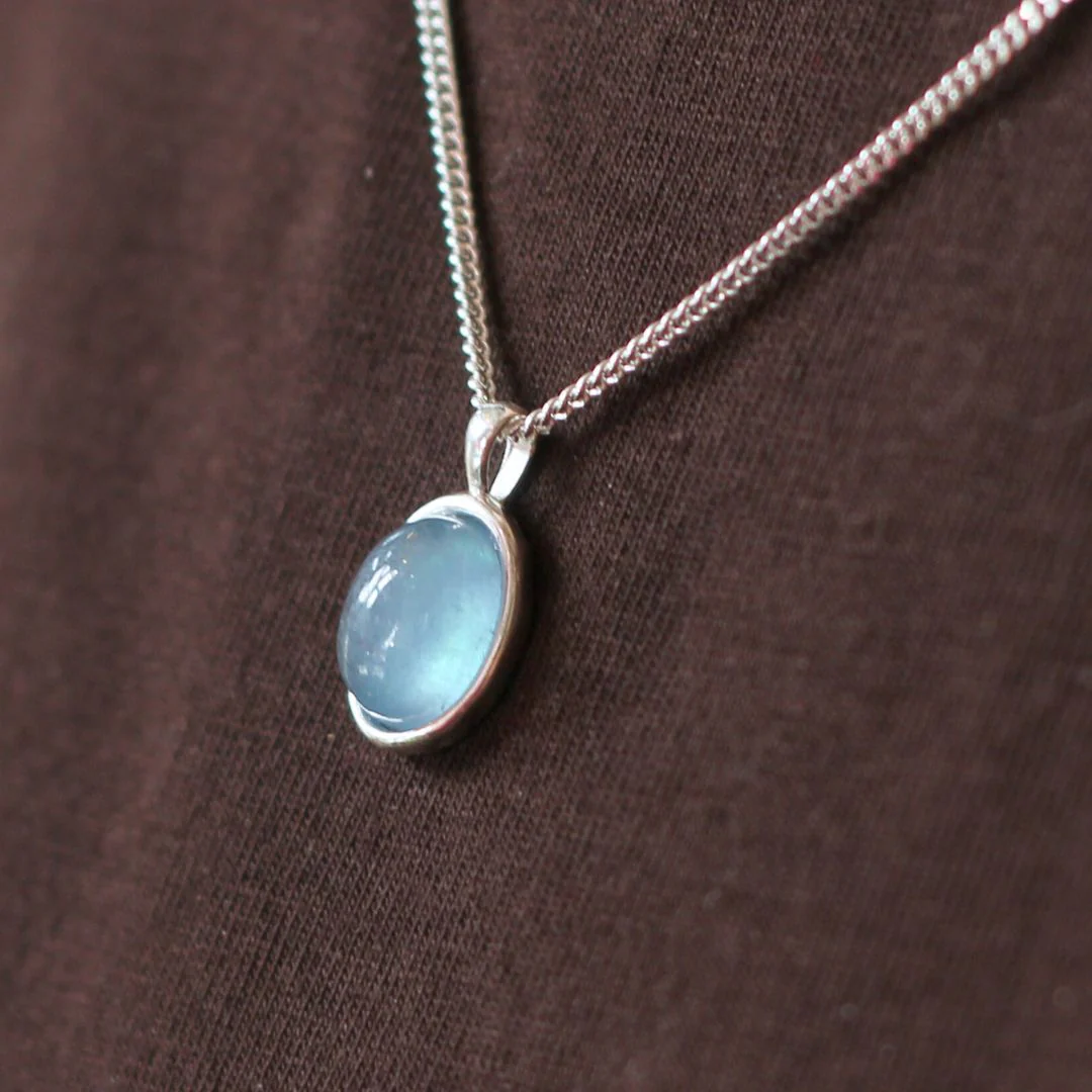 Silver Bezel Aquamarine Necklace - Image 2