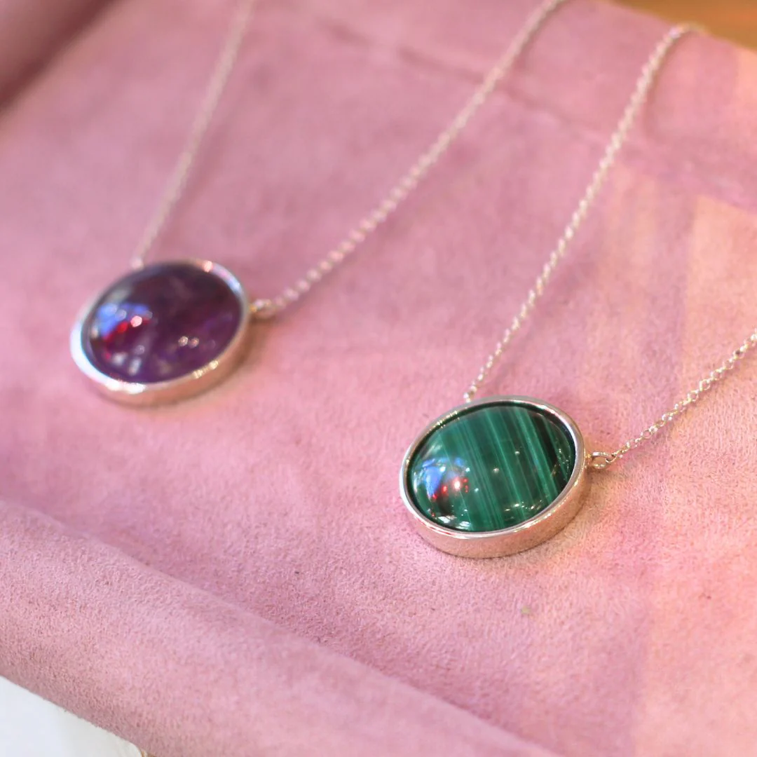 Silver Bezel Gemstone Necklace - Image 2