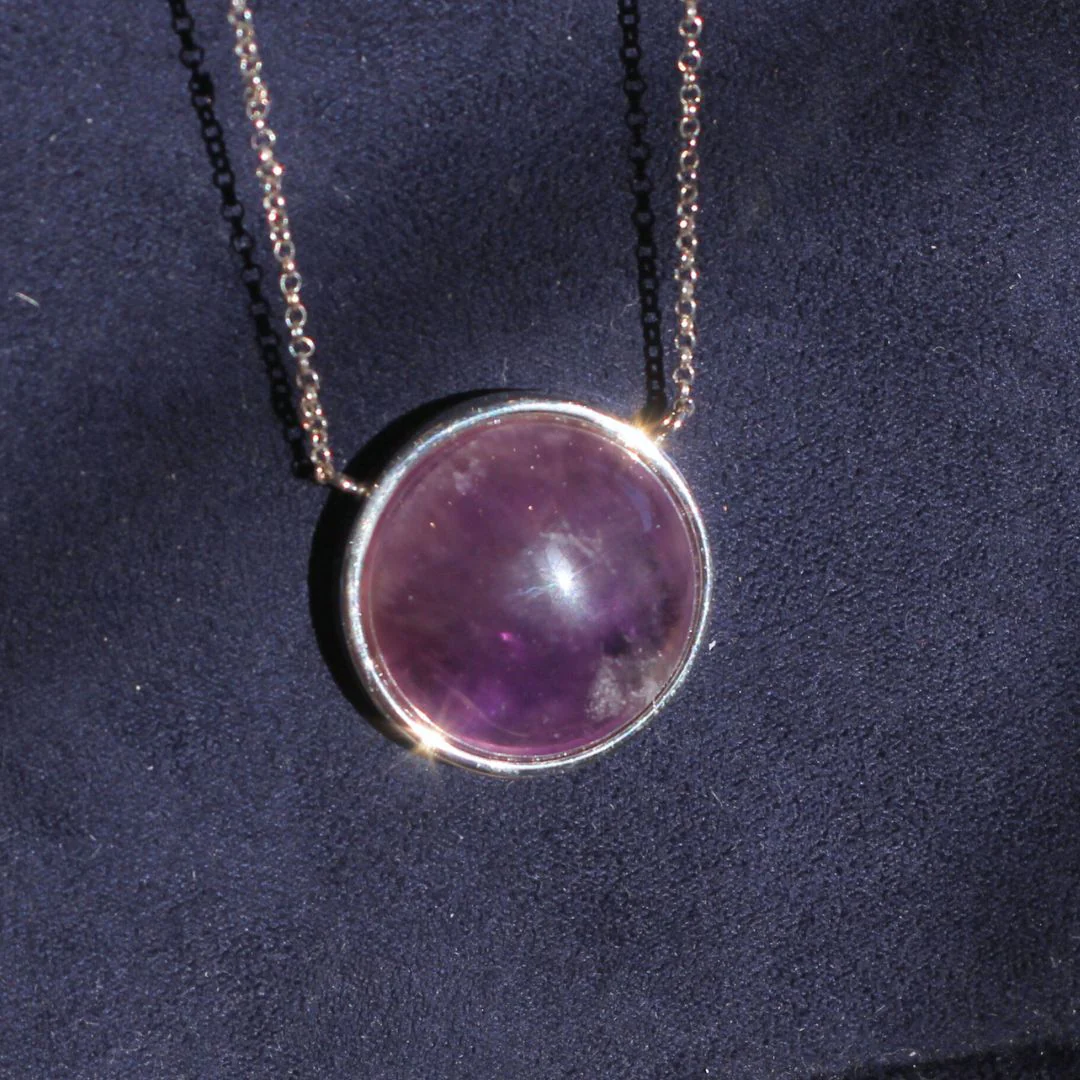 Silver Bezel Gemstone Necklace - Image 4