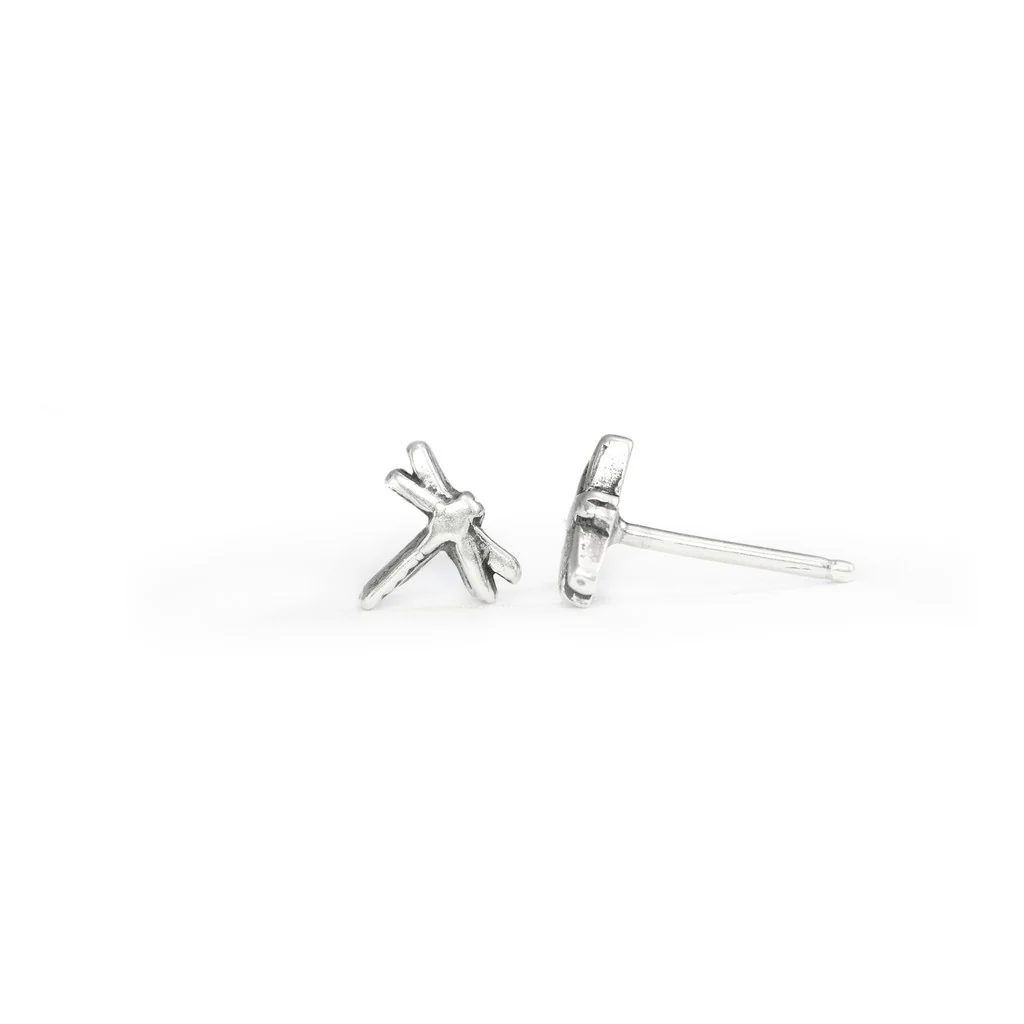 Silver Dragonfly Stud Earrings - Image 2