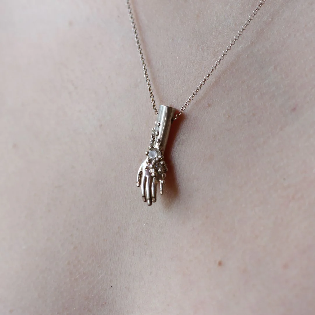 Silver Bubble Hand Necklace - Image 2