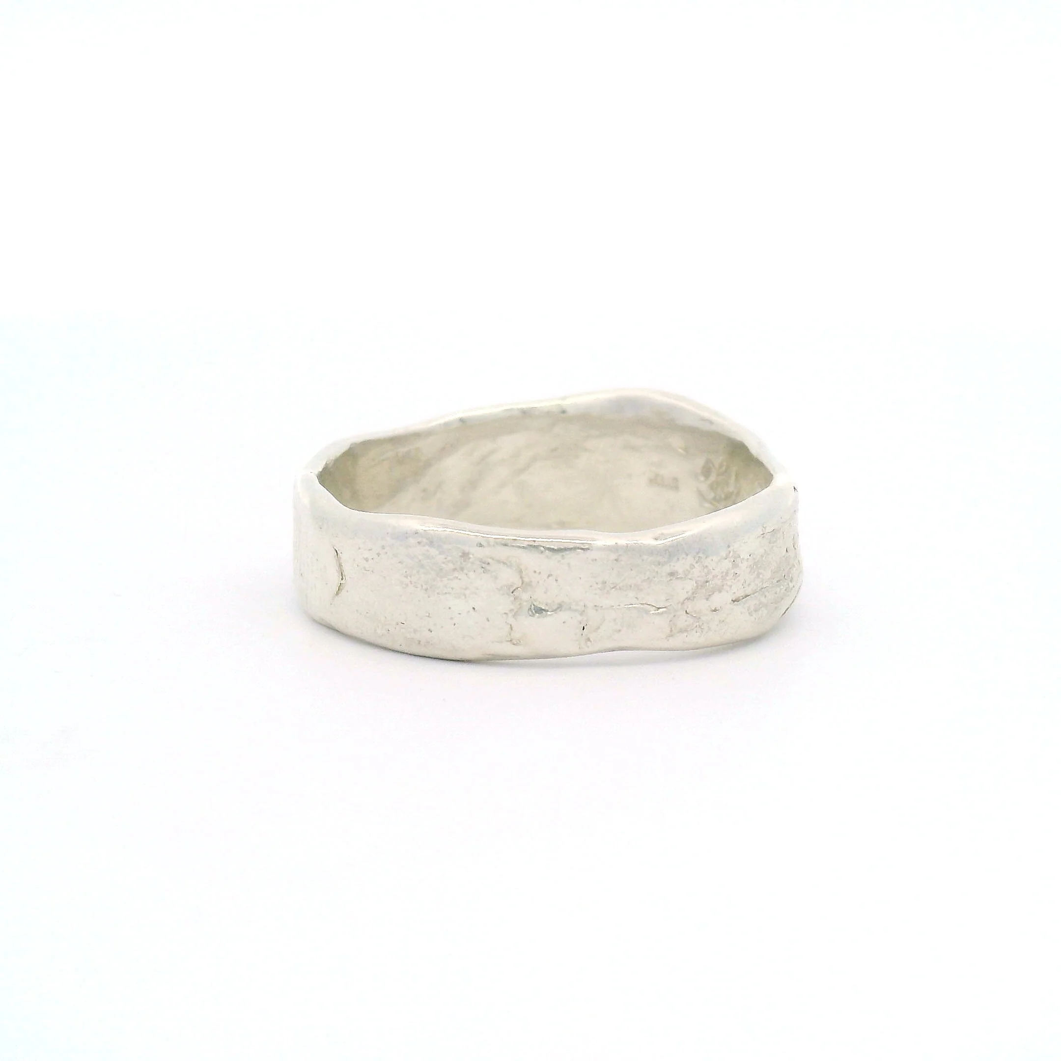 Silver Handcrafted Textured Band - Image 4