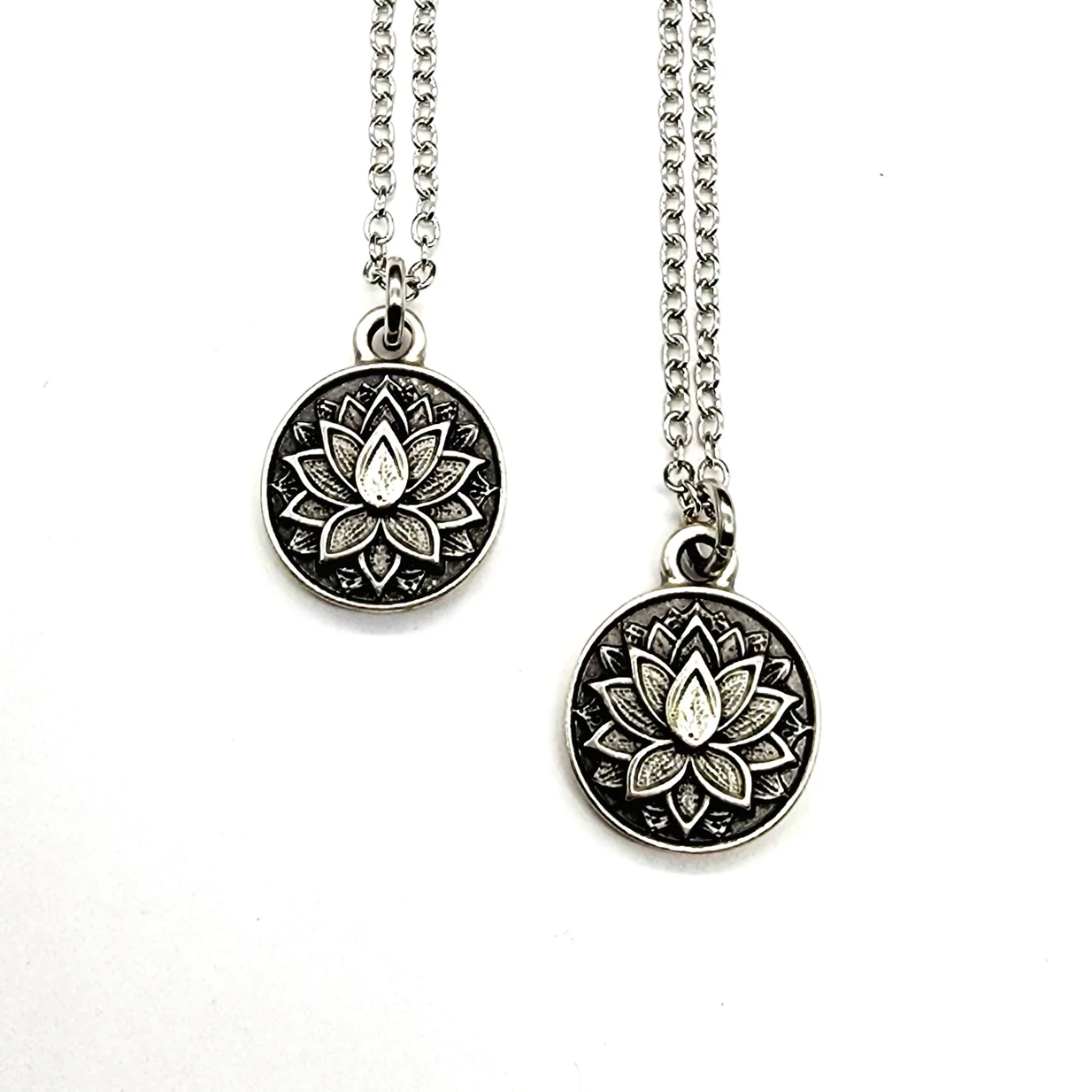 Silver Lotus Pendant Necklace - Image 2