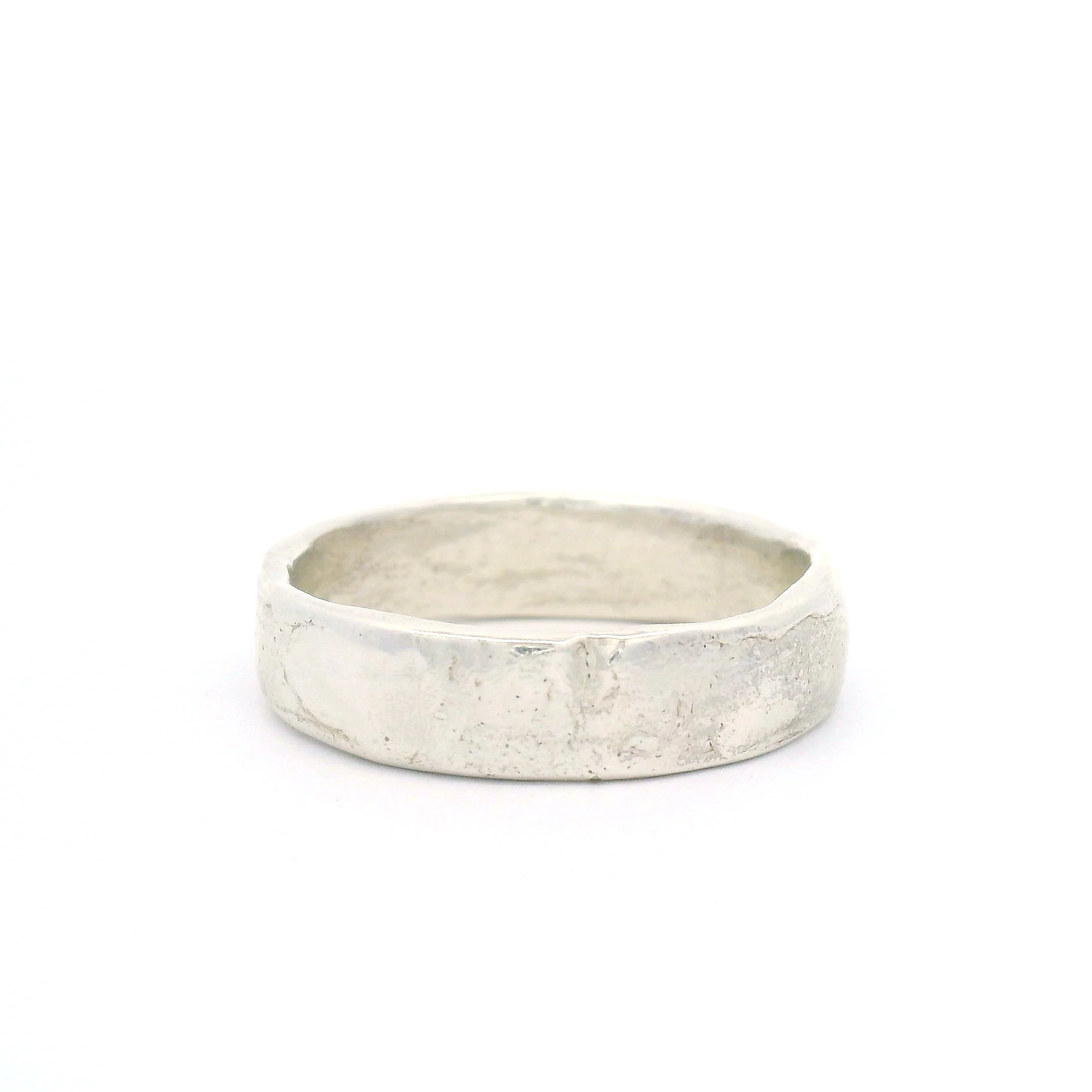 Silver Minimalist Artisan Textured Band - Image 3