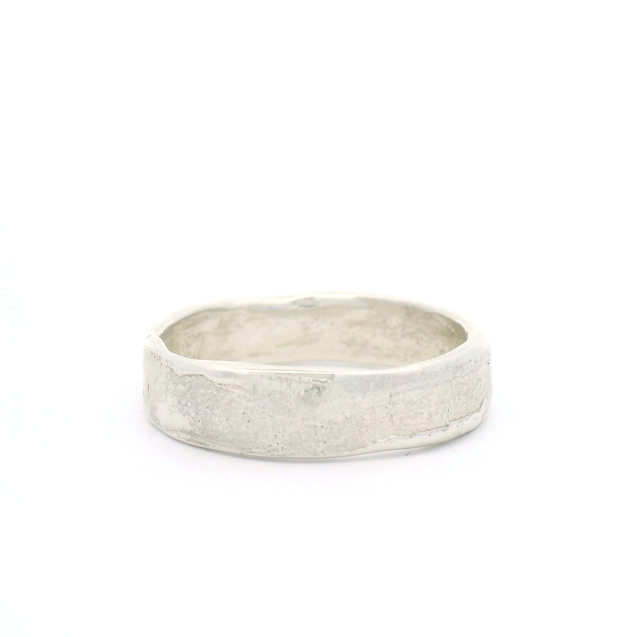 Silver Minimalist Artisan Textured Band - Image 6