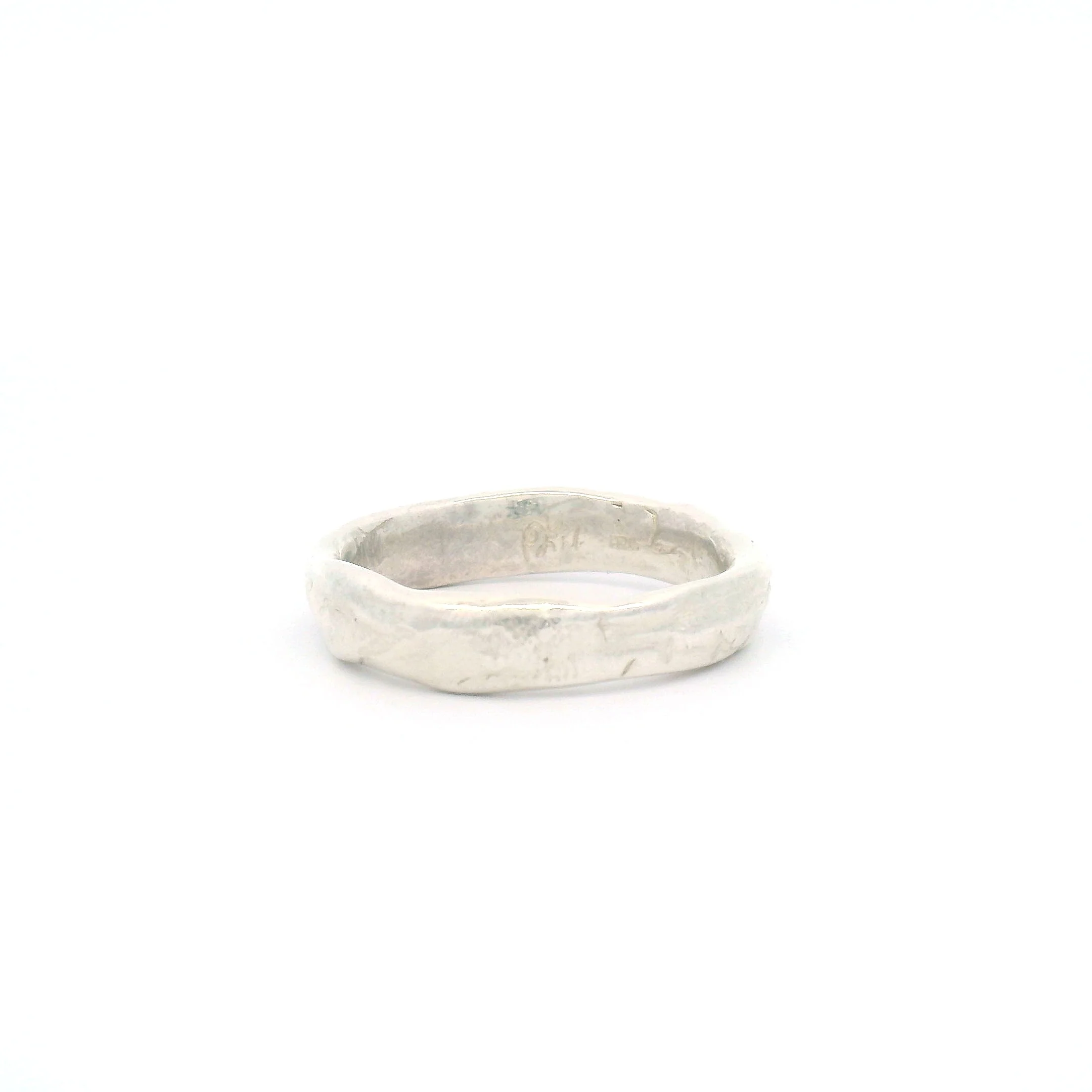 Silver Organic Textured Artisanal Band - Image 4