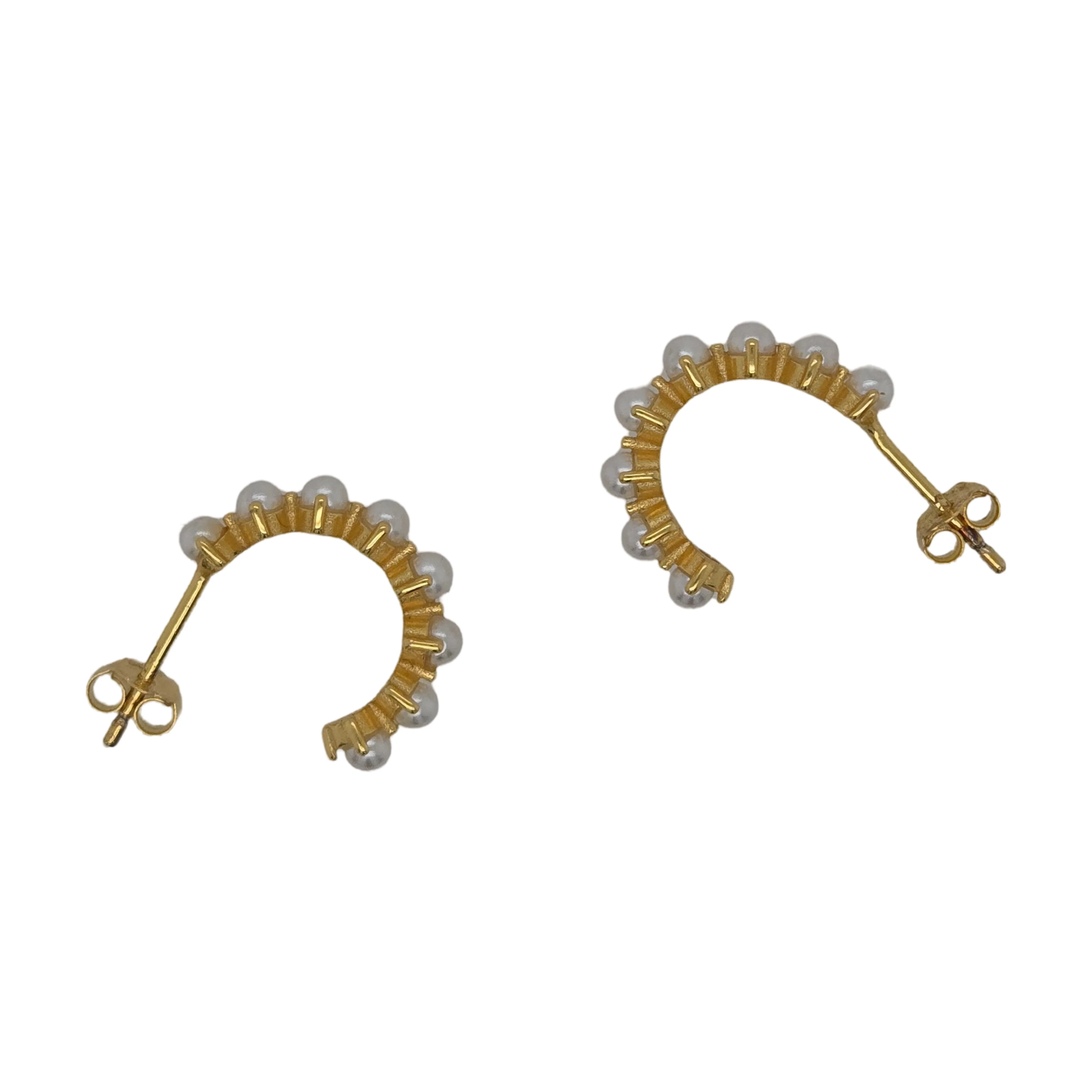 Gold Pearl Hoops - Image 2