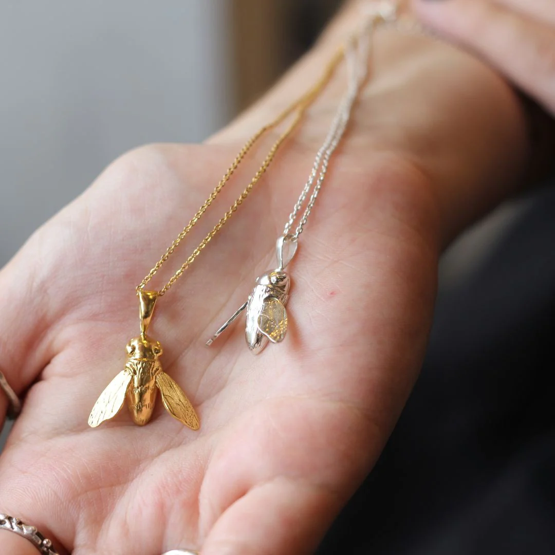 Silver Sculptural Bee Necklace - Image 2