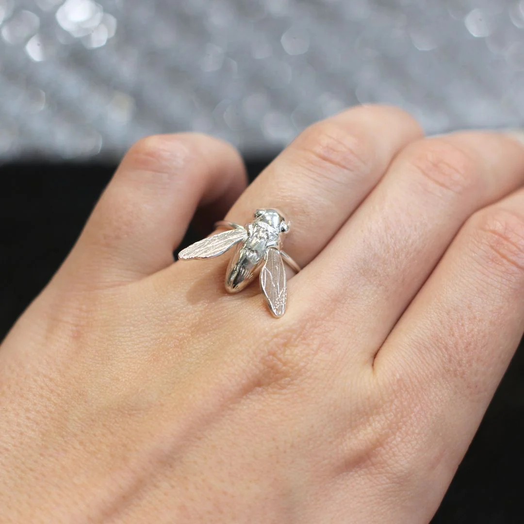 Silver Sculptural Bee Ring - Image 2