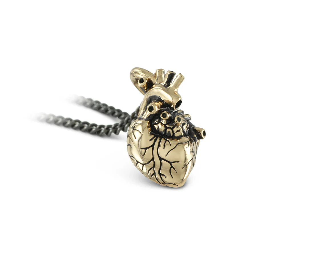 Small Bronze Anatomical Heart Pendant - Image 2