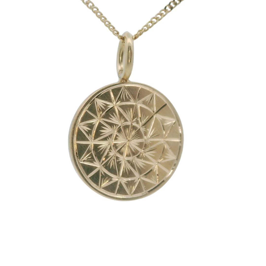Small Mandala - Hand-Enagraved Gold Coin Necklace - Image 2