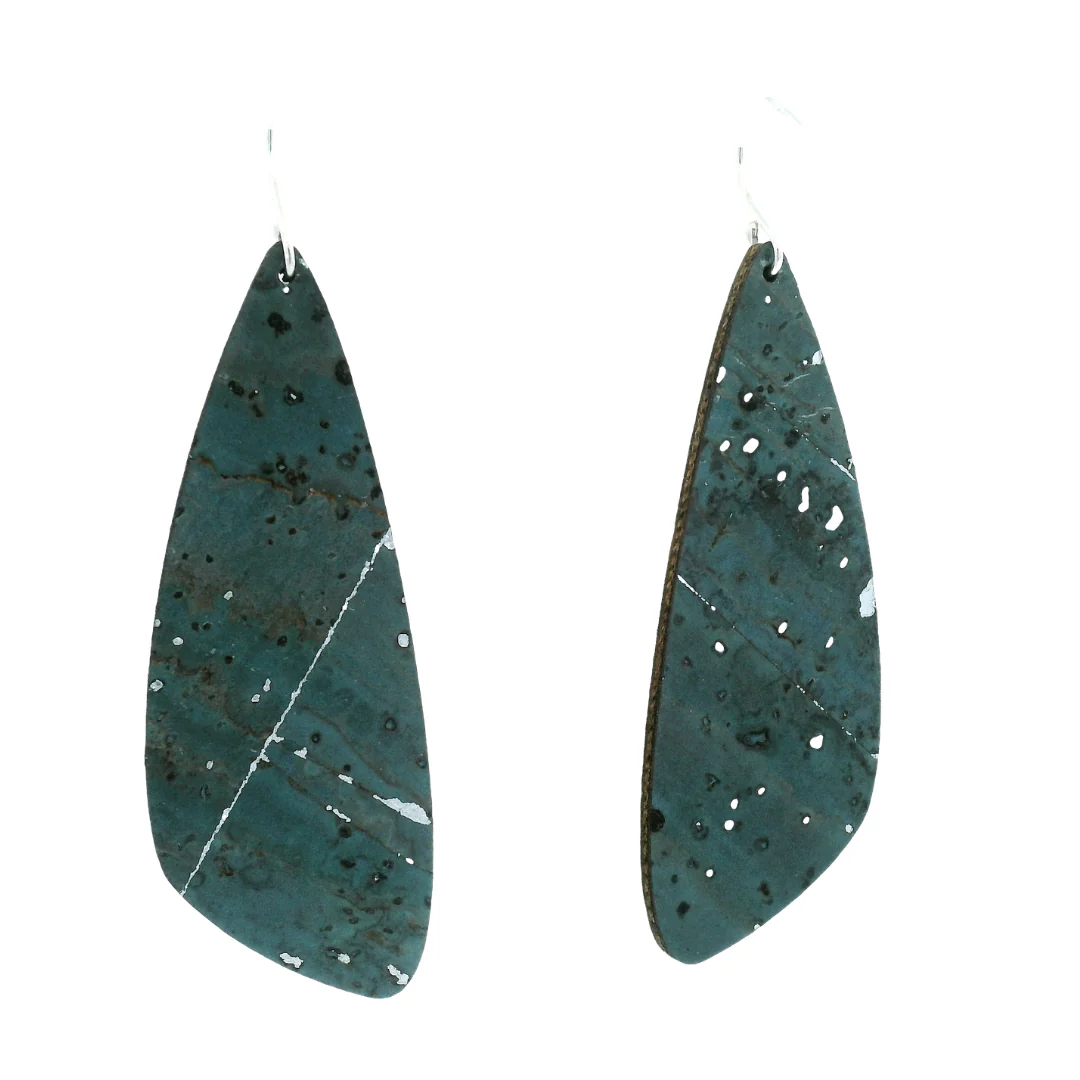 Small Pink Herringbone Wing Cork Earrings - Image 4