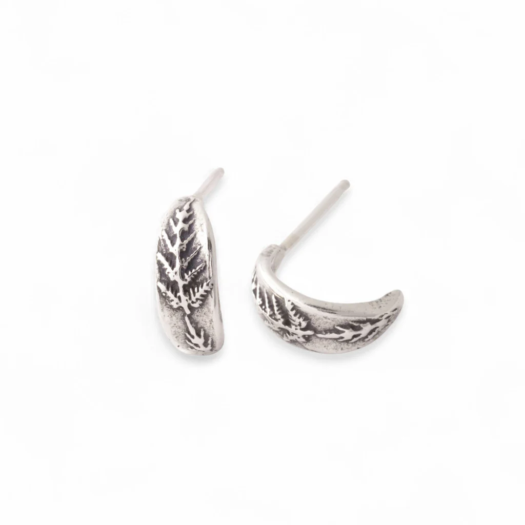 Sterling Silver Fern Huggy Earrings