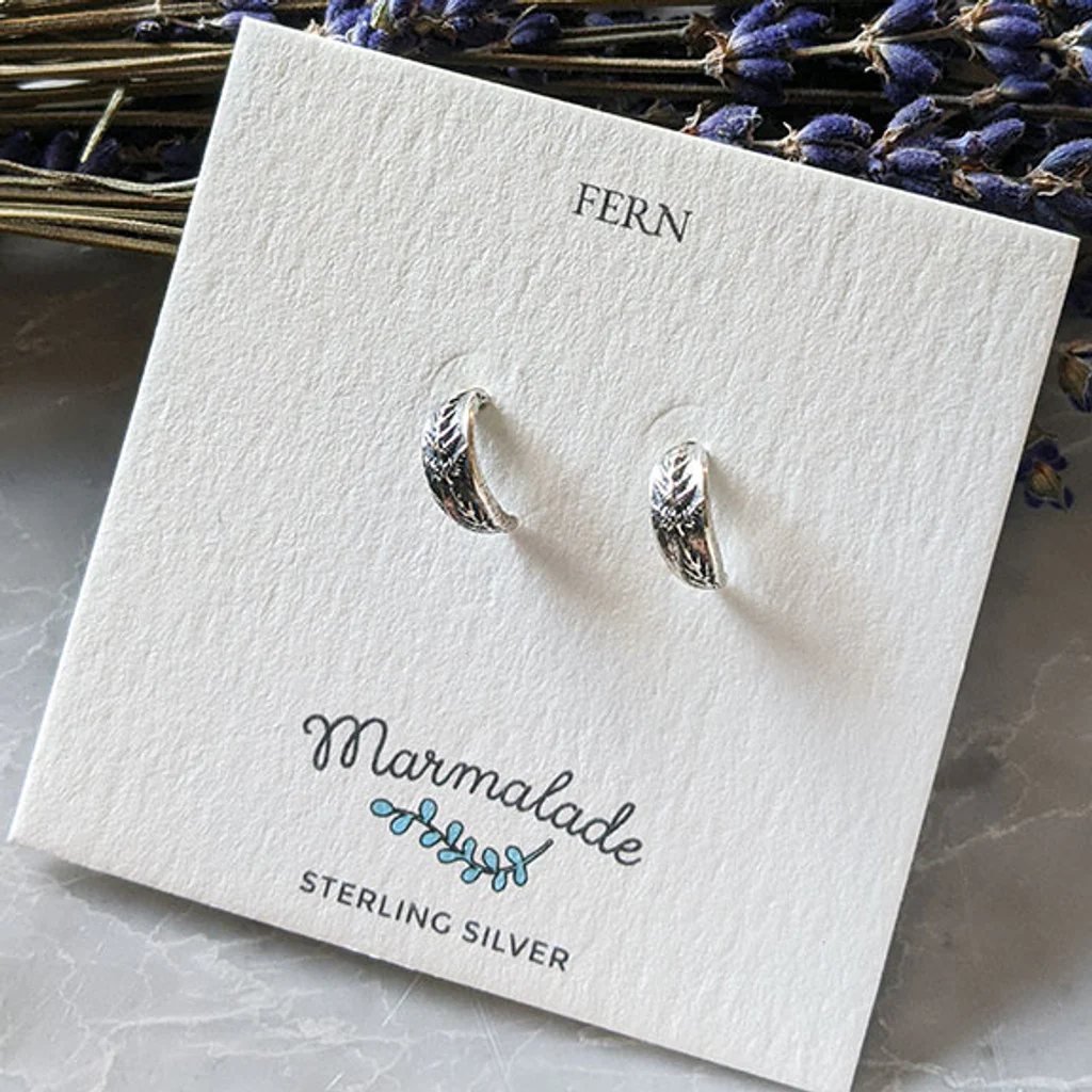 Sterling Silver Fern Huggy Earrings - Image 2