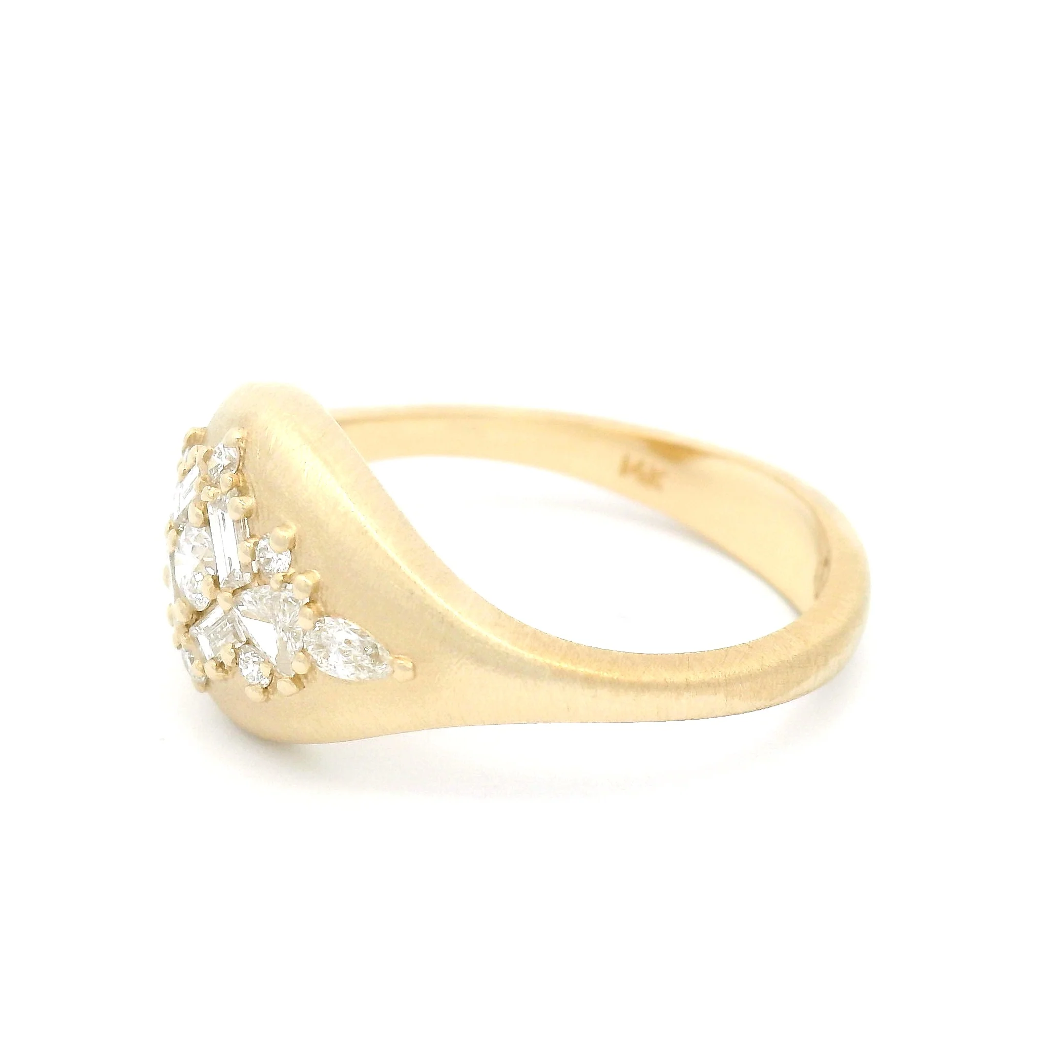 14k Yellow Engagement Signet Ring with 0.57cts Diamonds - Image 3