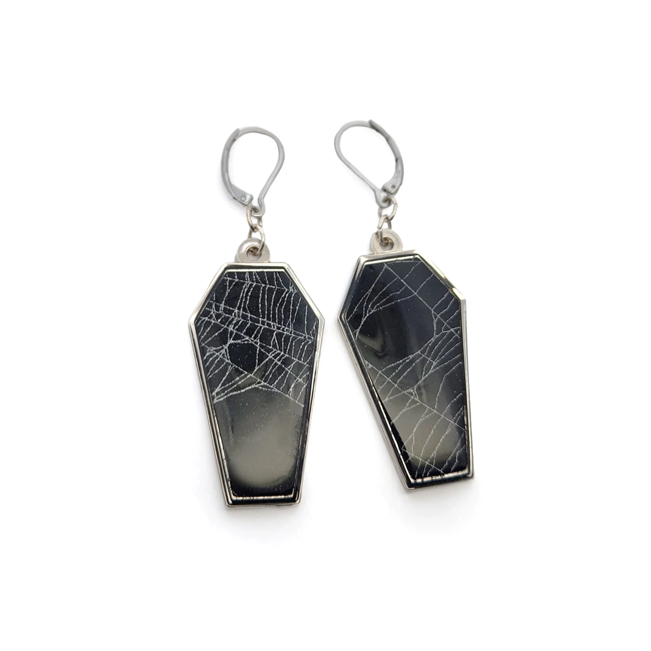 Spiderweb Coffin Earrings - Image 2