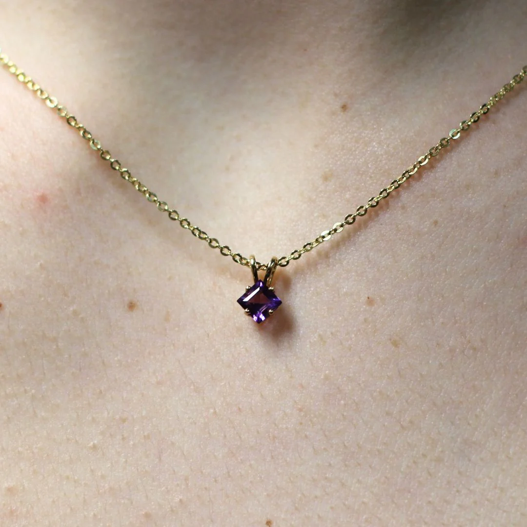 Square-Cut Amethyst Necklace - Image 3
