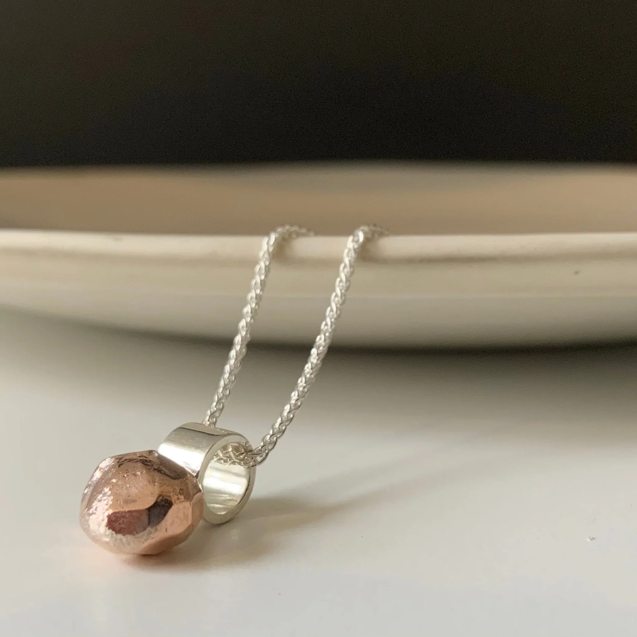 Sterling Silver Copper Ball Necklace - Image 3