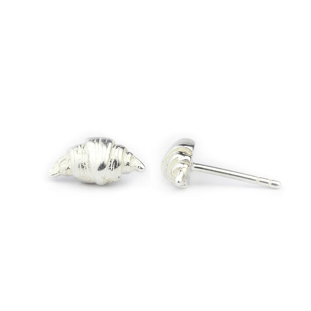 Sterling Silver Croissant Stud Earrings - Image 2