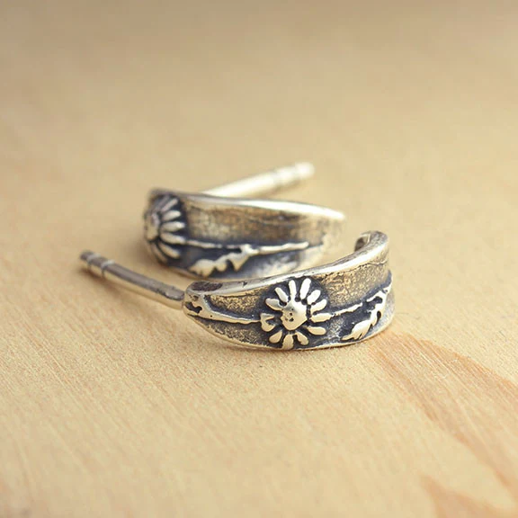 Sterling Silver Daisy Huggy Earring - Image 2