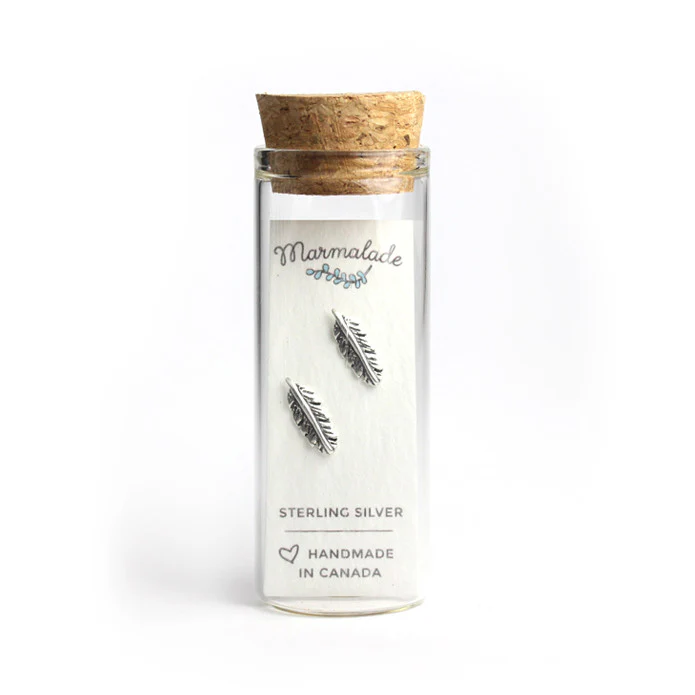 Sterling Silver Feather Stud Earrings - Image 3