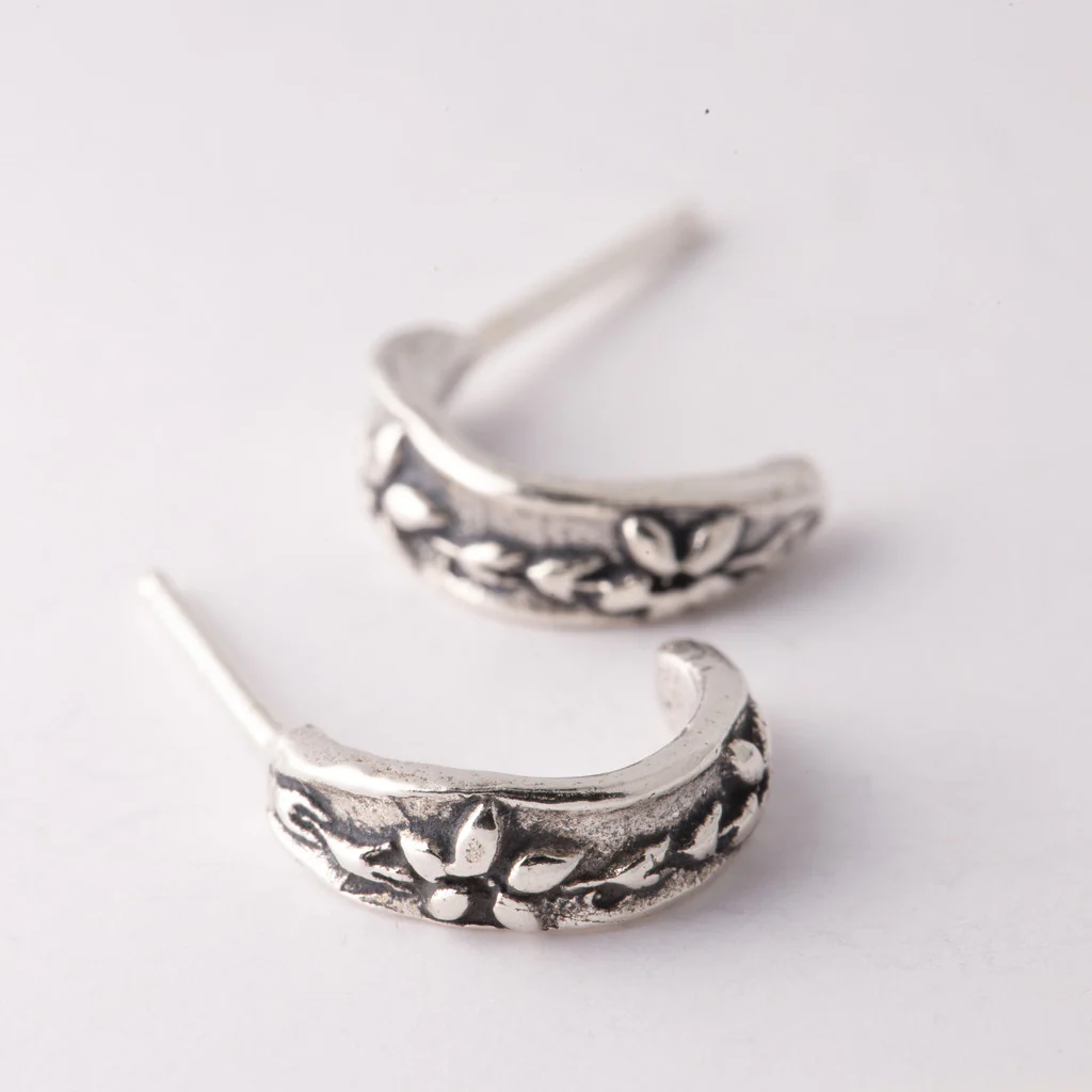 Sterling Silver Forget Me Not Huggy Earrings - Image 2