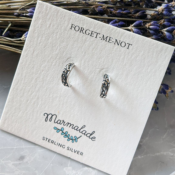 Sterling Silver Forget Me Not Huggy Earrings - Image 3