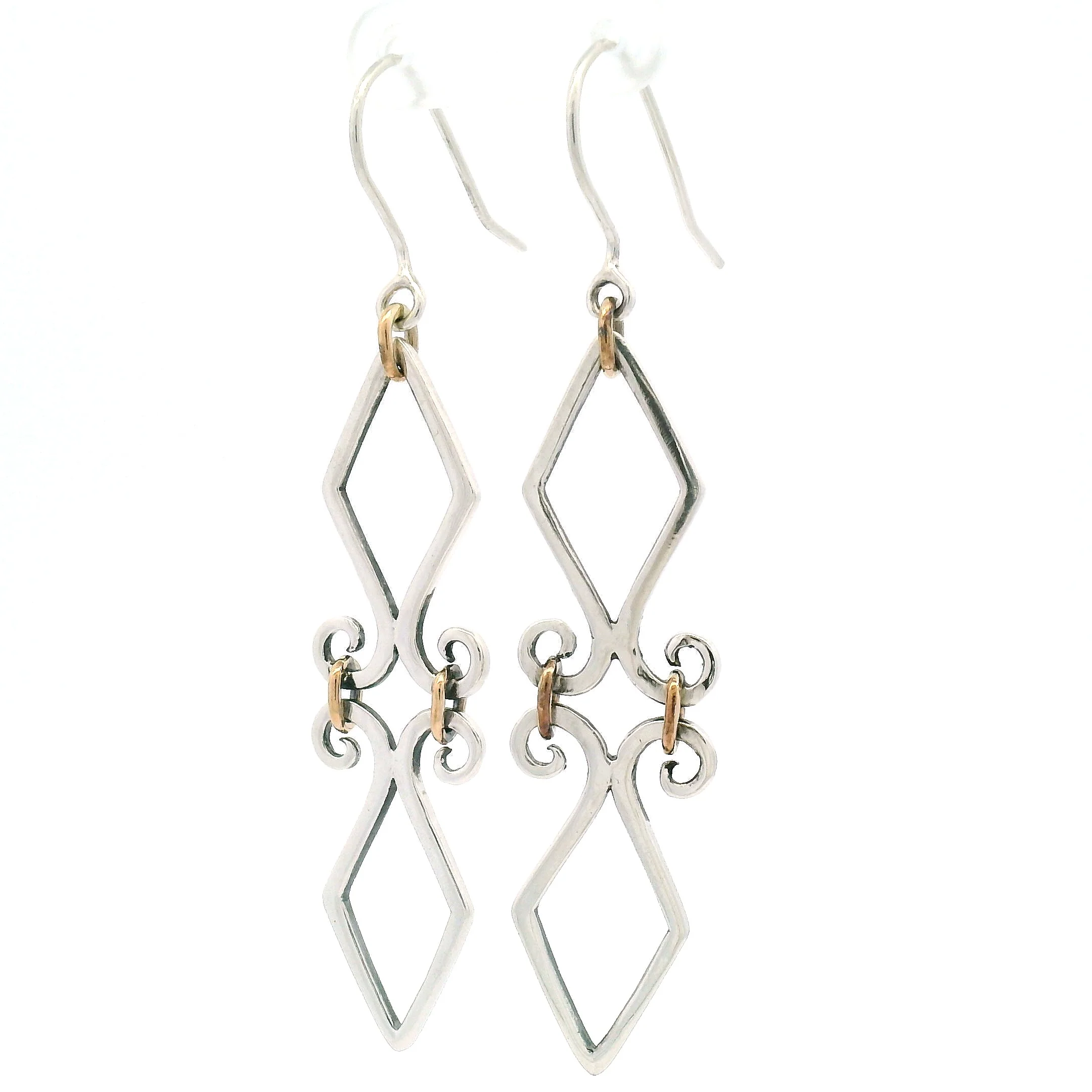 Sterling Silver Gold Filled Fleur De Lis Earrings - Image 3
