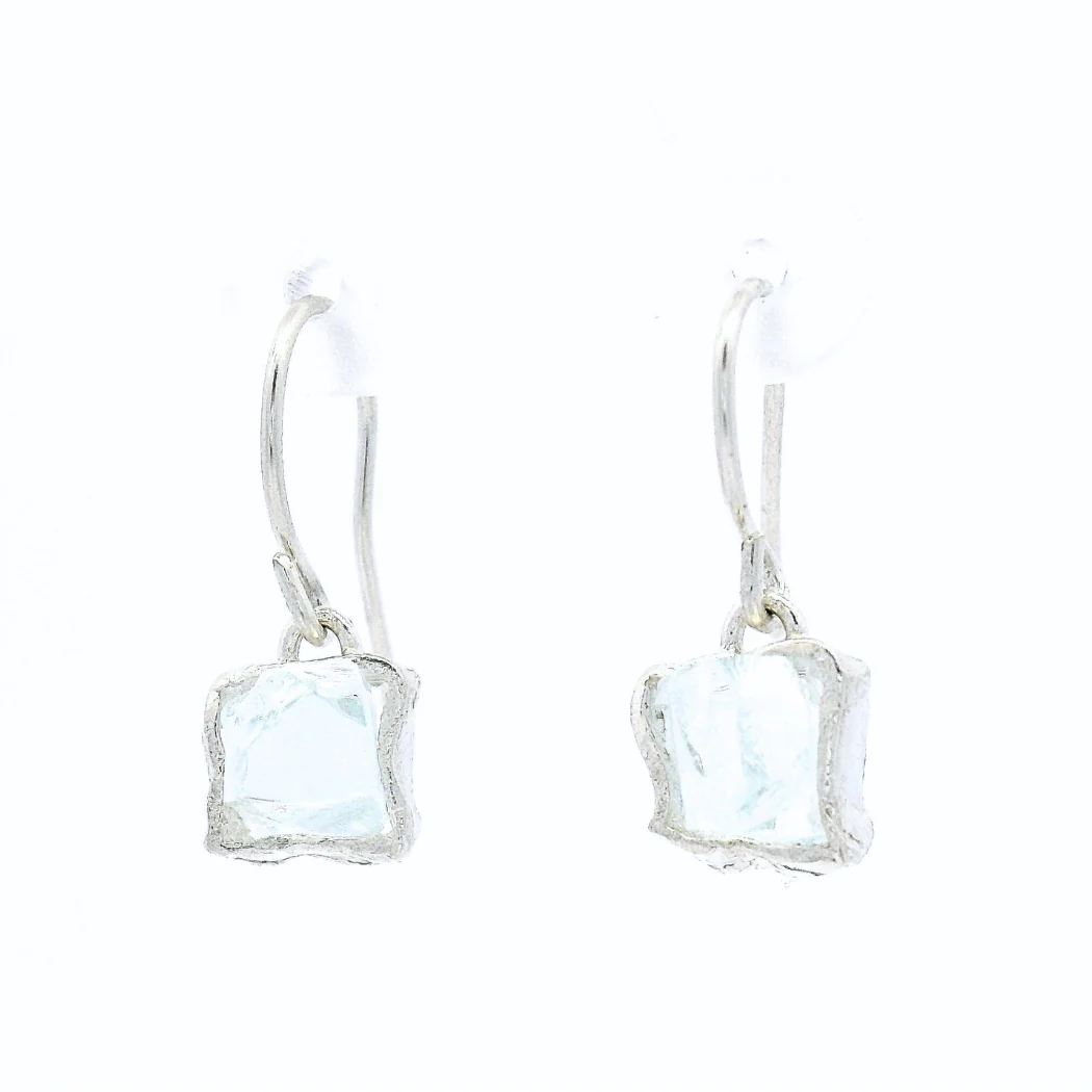 Sterling Silver Short Bus Stop Glass Earrings - Image 3