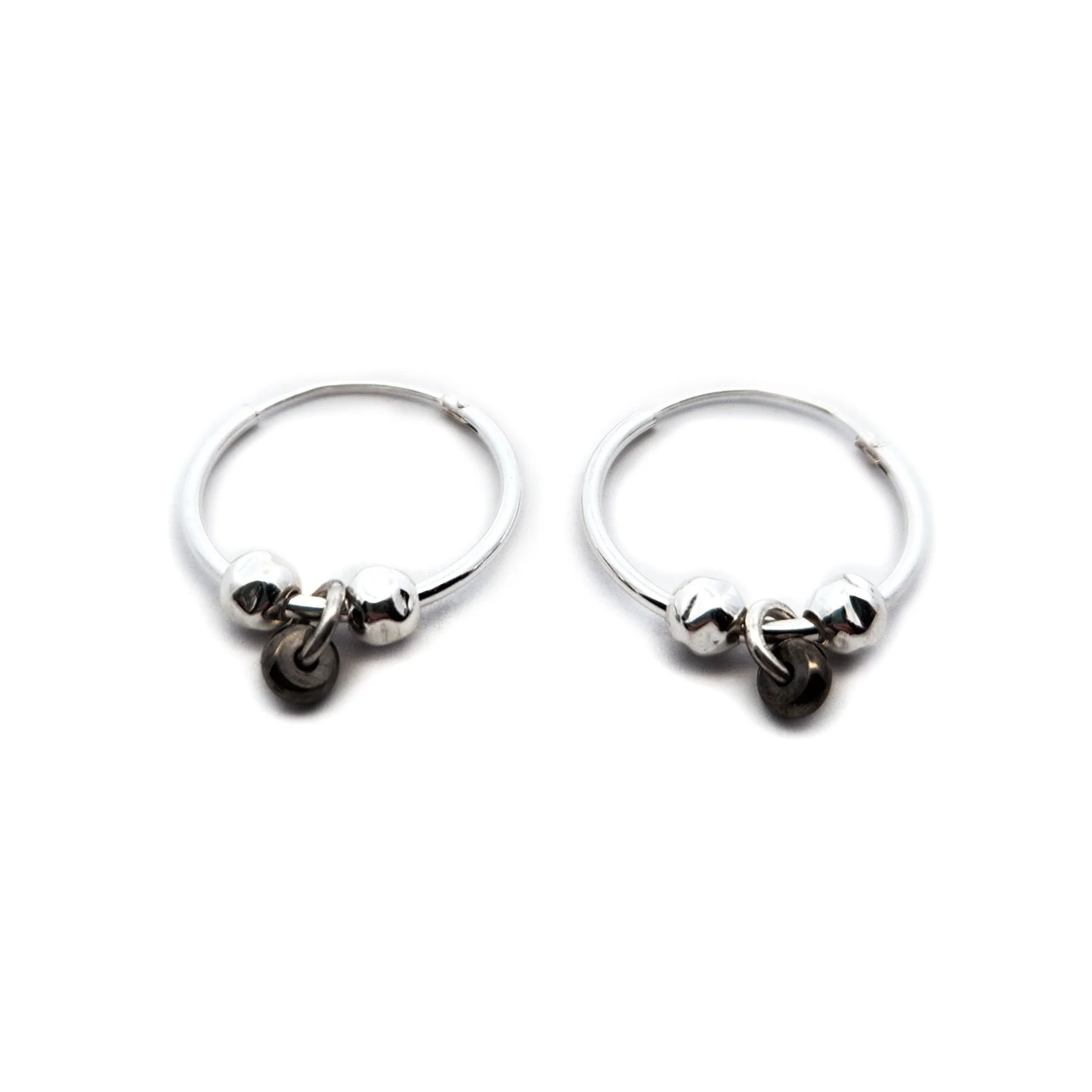Sterling Silver Hoops with Bead Charms - Image 2