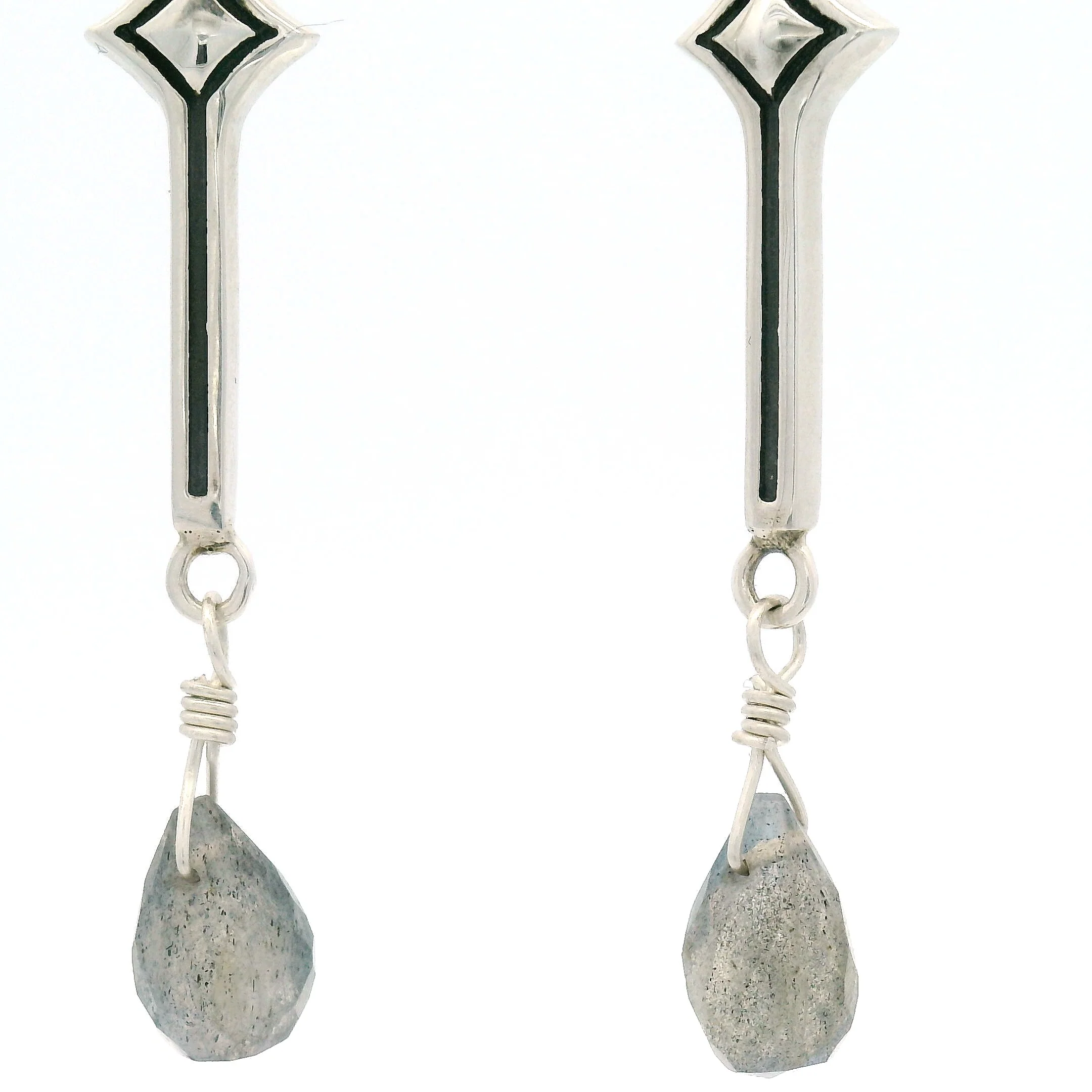 Sterling Silver Labradorite Baluster Earrings - Image 4