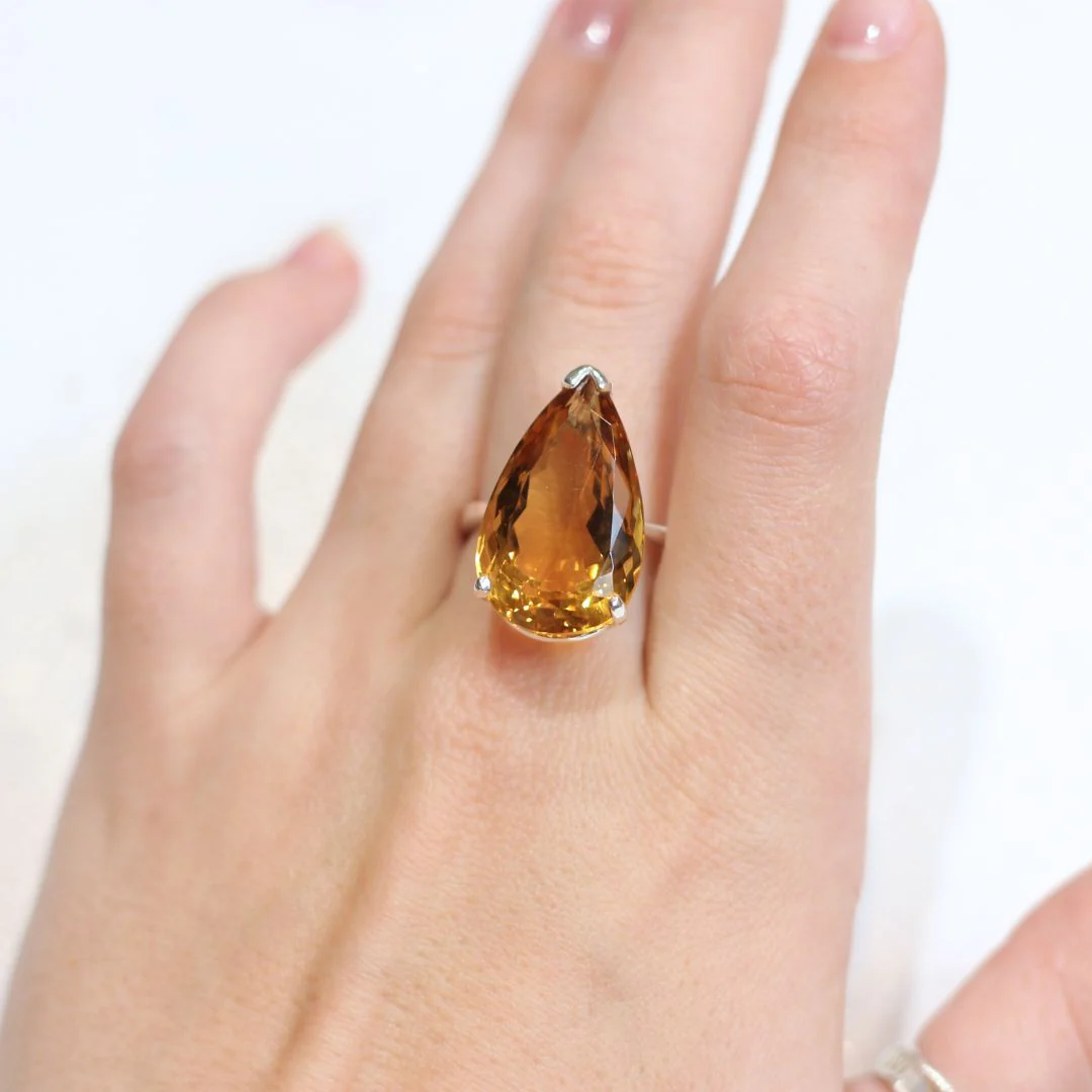 Sterling Silver Pear-Shaped Citrine Ring - Image 2