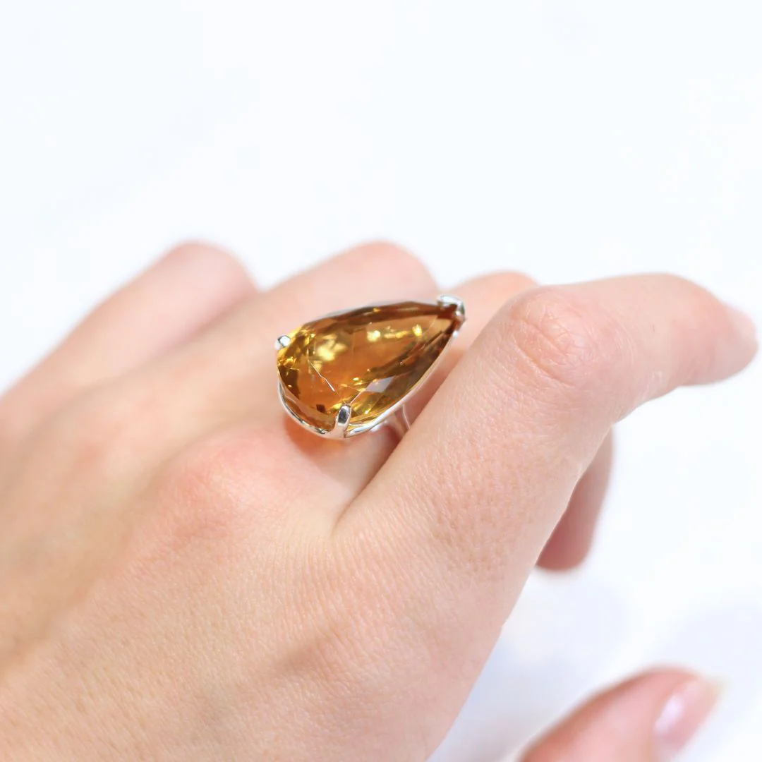 Sterling Silver Pear-Shaped Citrine Ring - Image 3