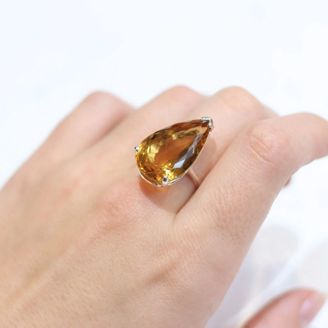 Sterling Silver Pear-Shaped Citrine Ring - Image 4