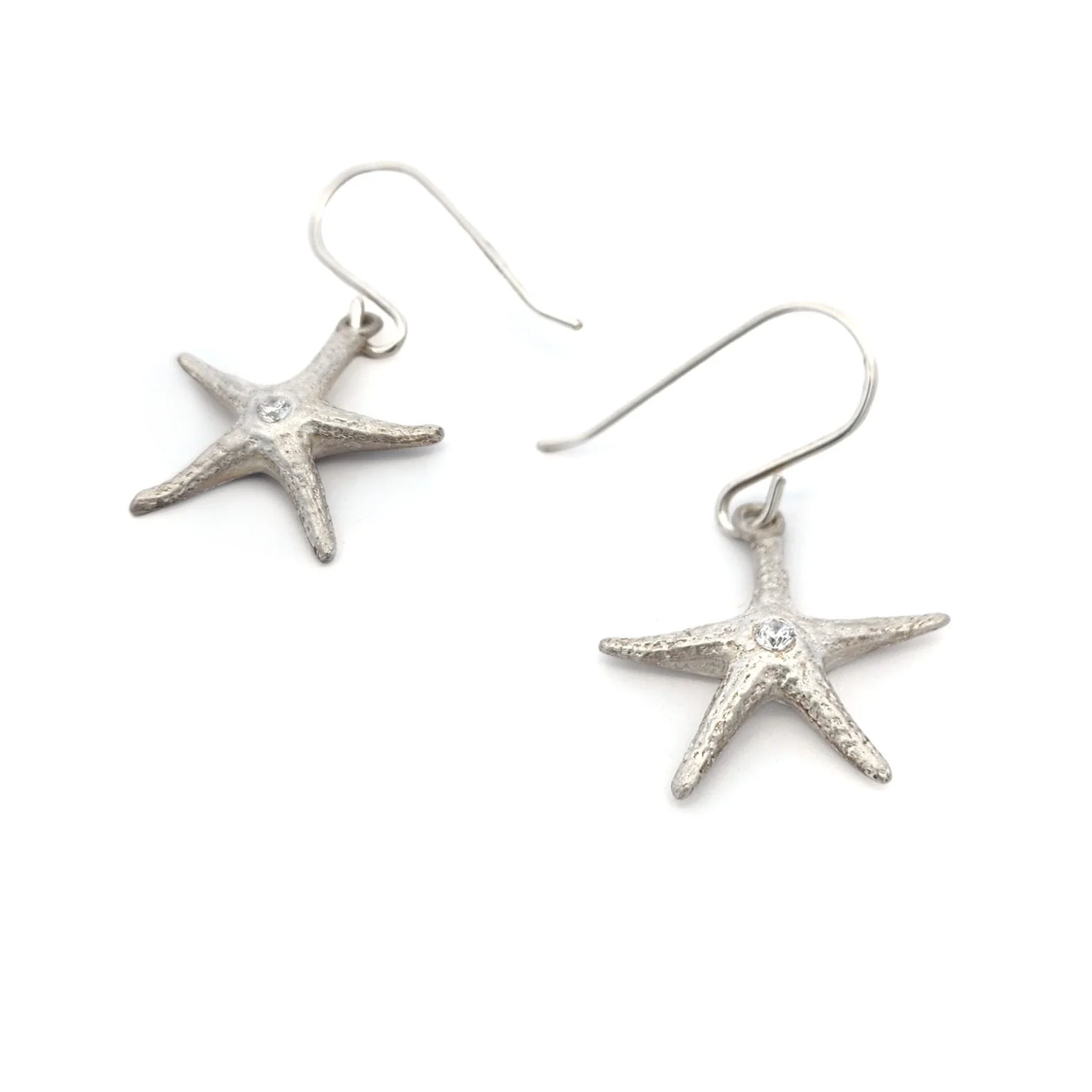 Sterling Silver Starfish CZ Earrings - Image 2