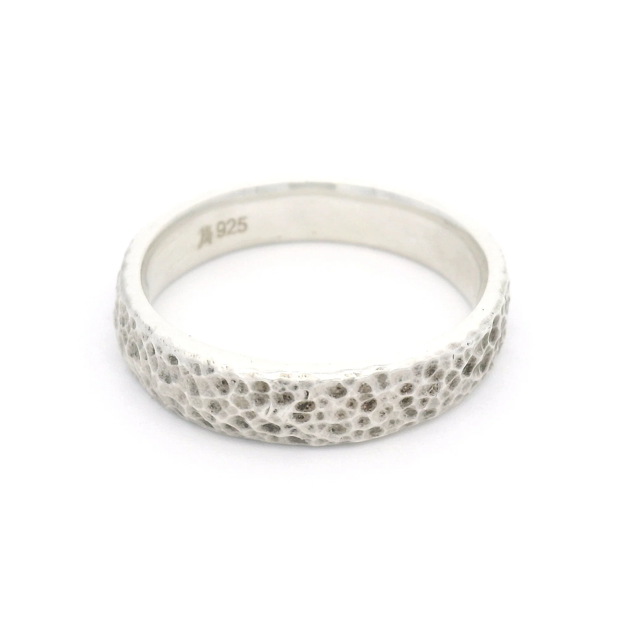Sterling Silver Heavily Textured 4.5mm Wide Band - Image 2