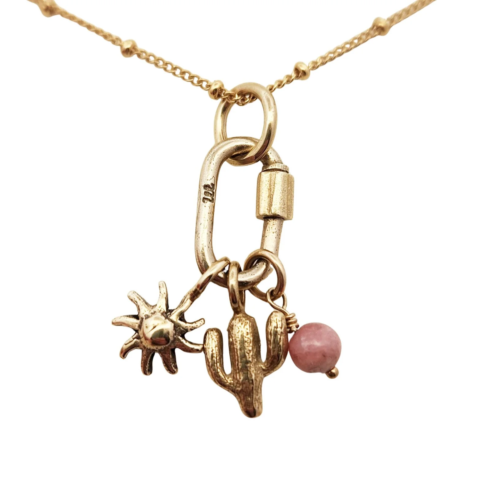 Sun, Cactus & Opal Charm Necklace - Image 2