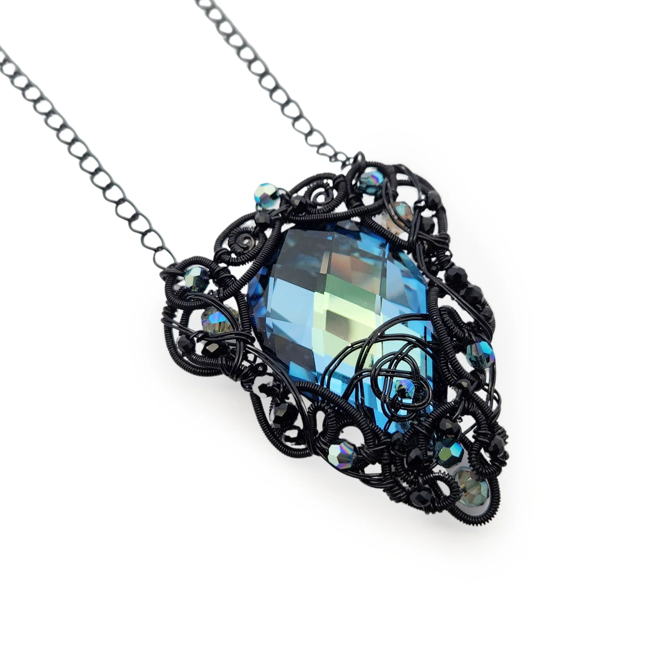 Teal & Black Wire Necklace - Image 2