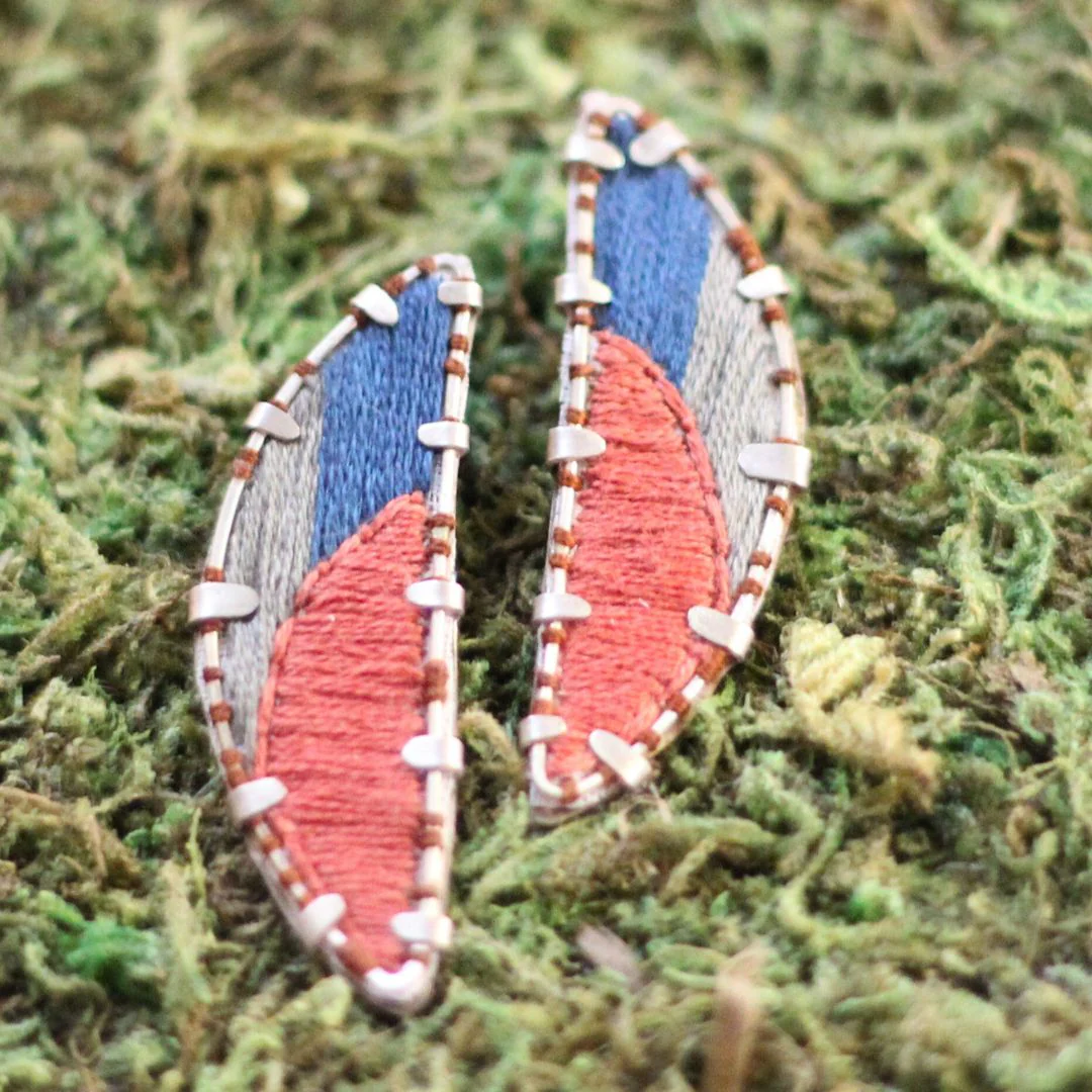 Textile Fabric Claw Earrings - Image 2