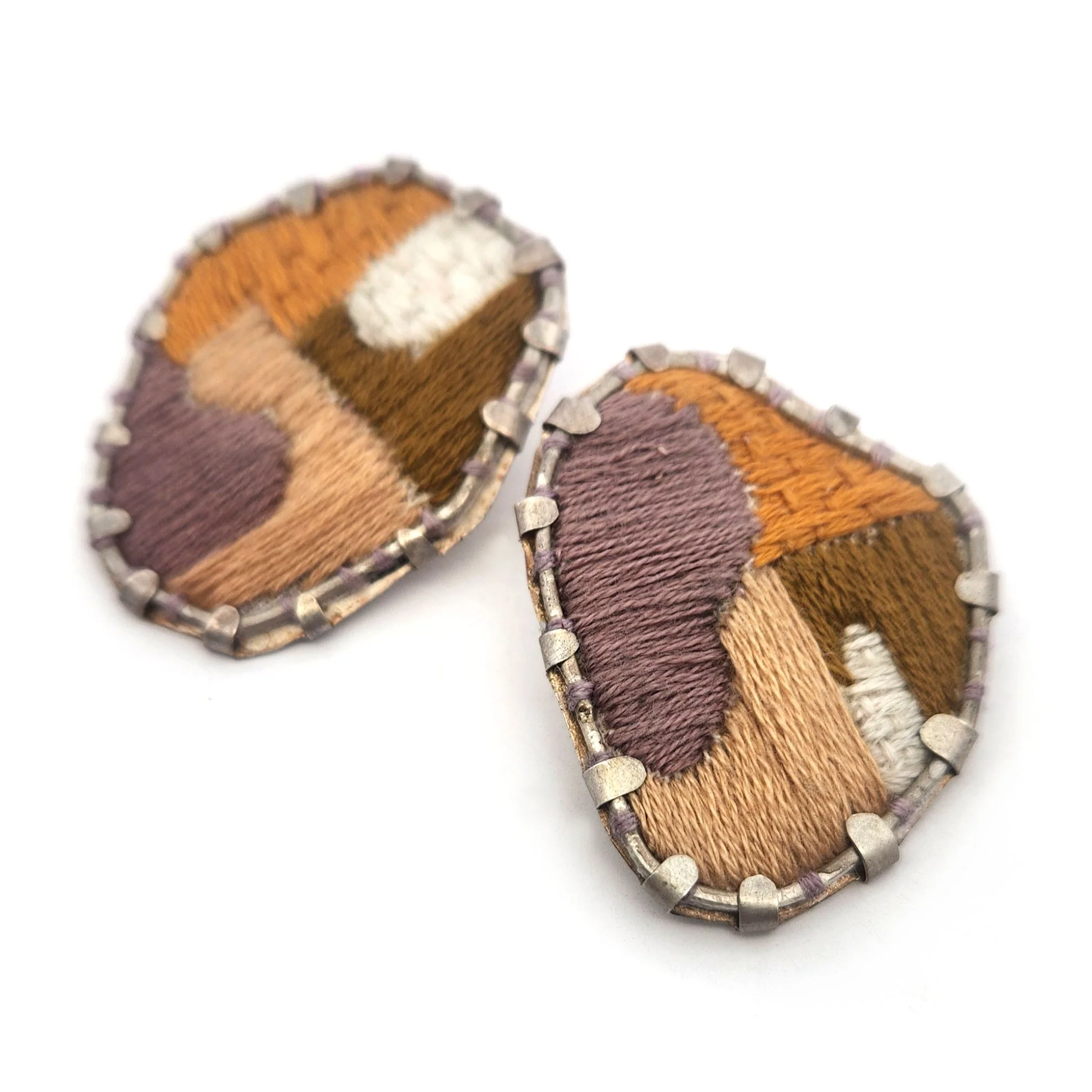 Textile Fabric Lilac & Yellow Earrings - Image 2