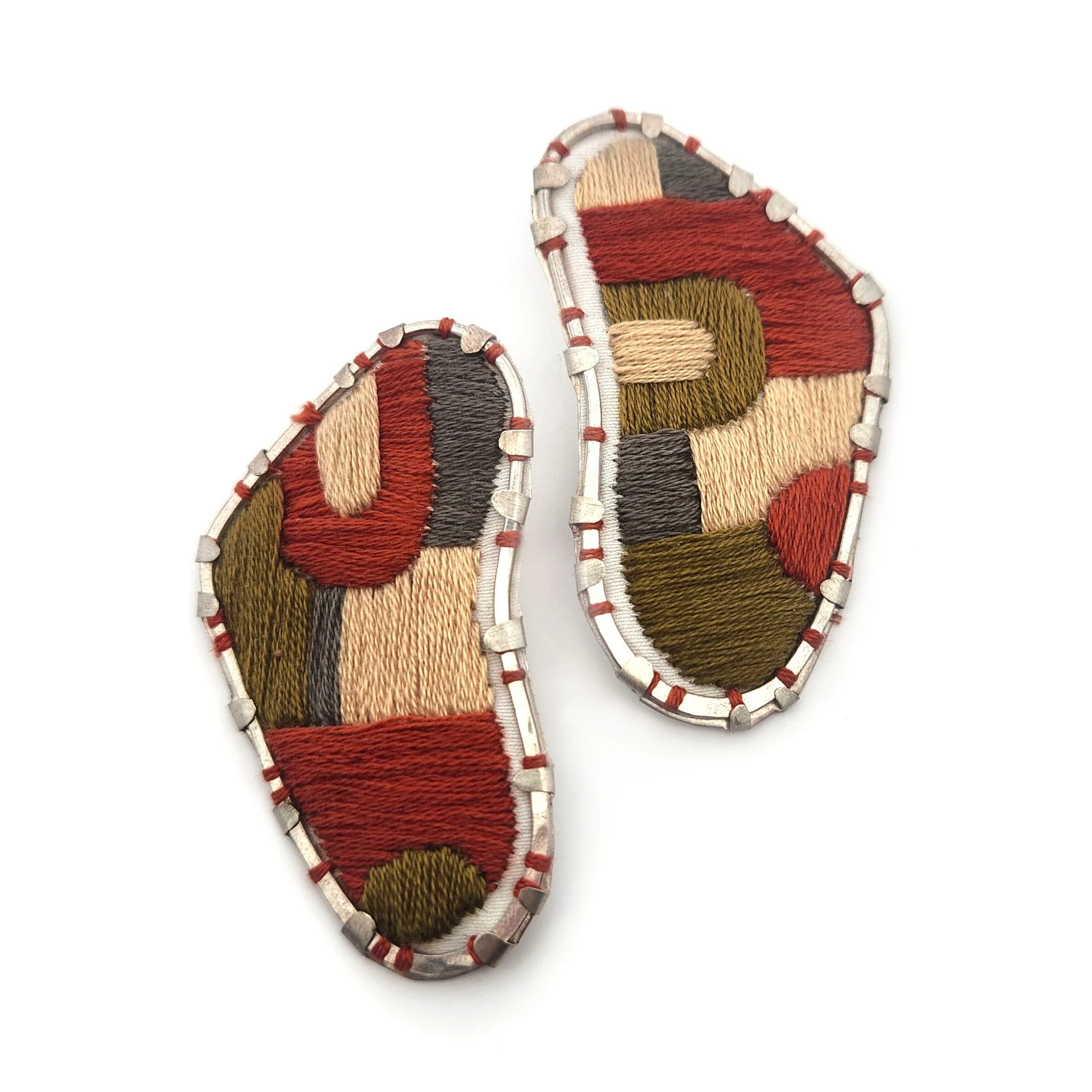 Textile Fabric Multi-Patch Earrings - Image 2