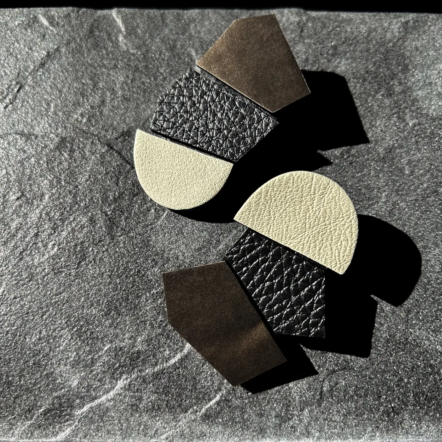 Texture Fusion Leather Stud Earrings - Image 2