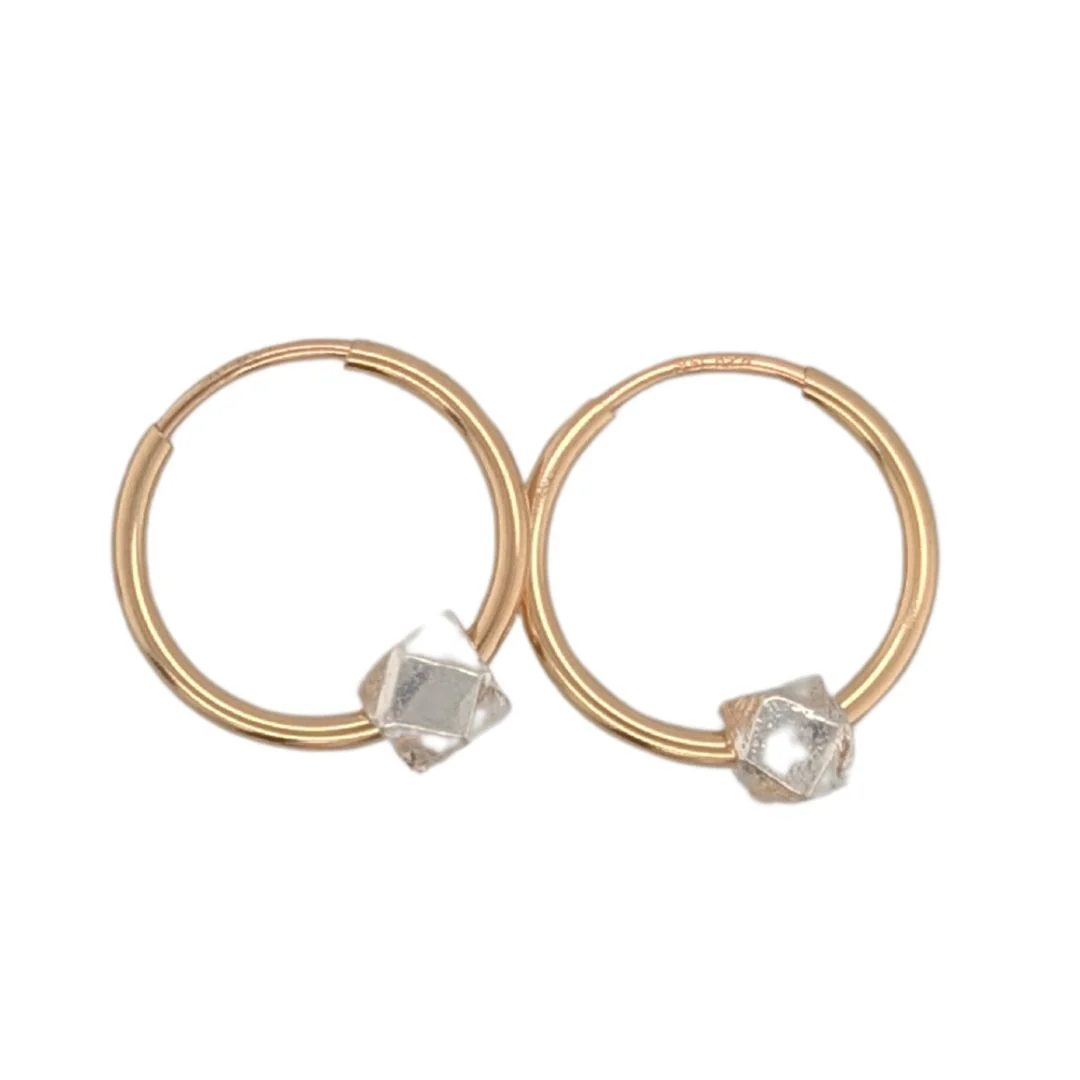 Textured bead & Mini Gold-pated Hoop Earrings - Image 4