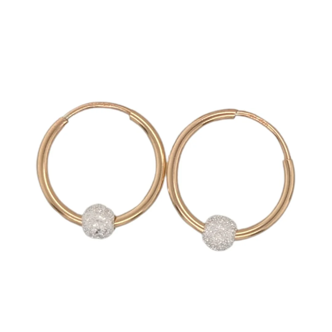 Textured bead & Mini Gold-pated Hoop Earrings - Image 6