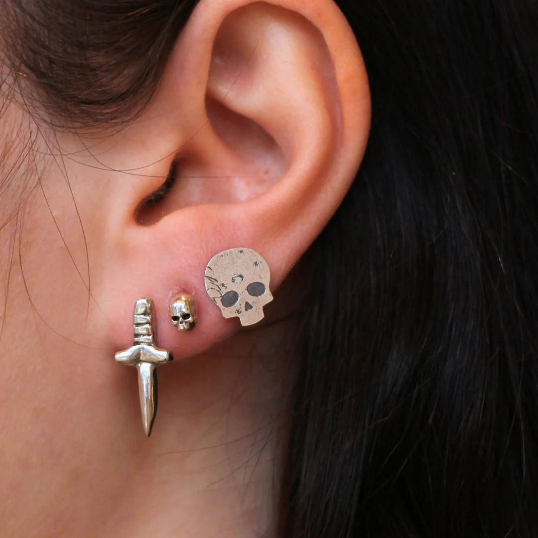 Textured Flat Skull Studs - Image 2