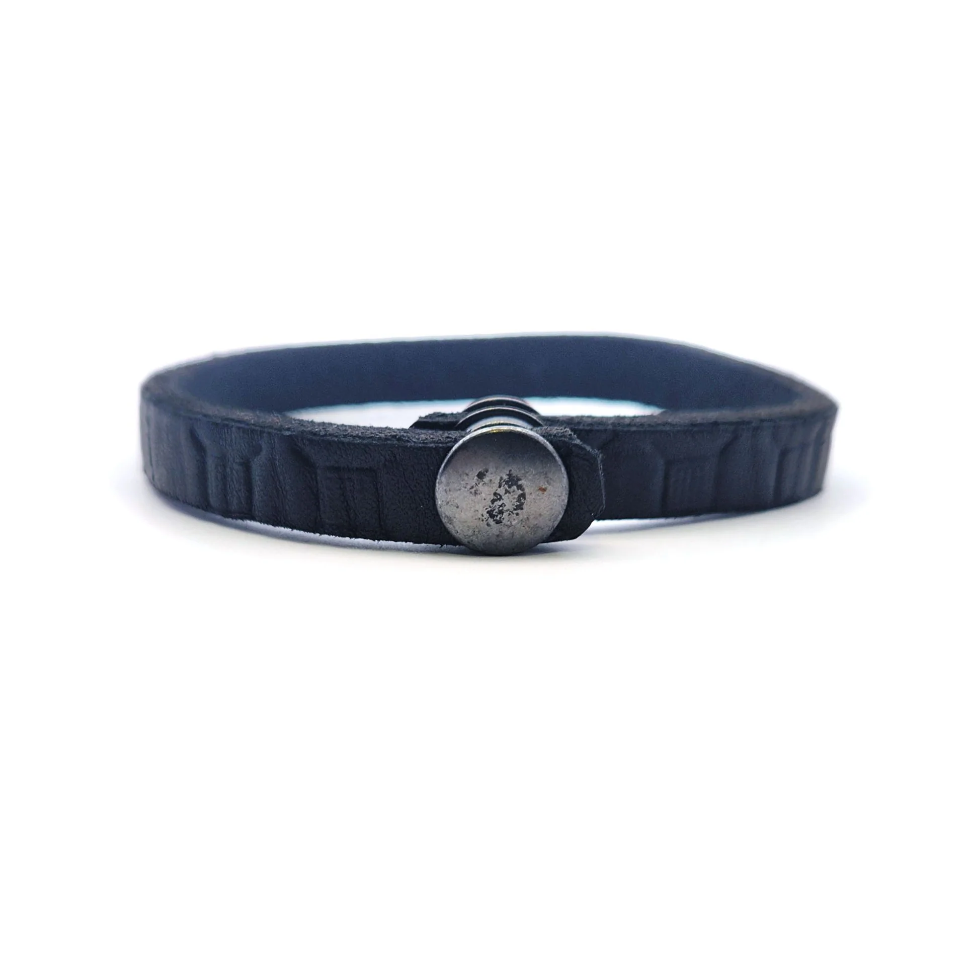 Thin Black Squares Leather Bracelet - Image 2