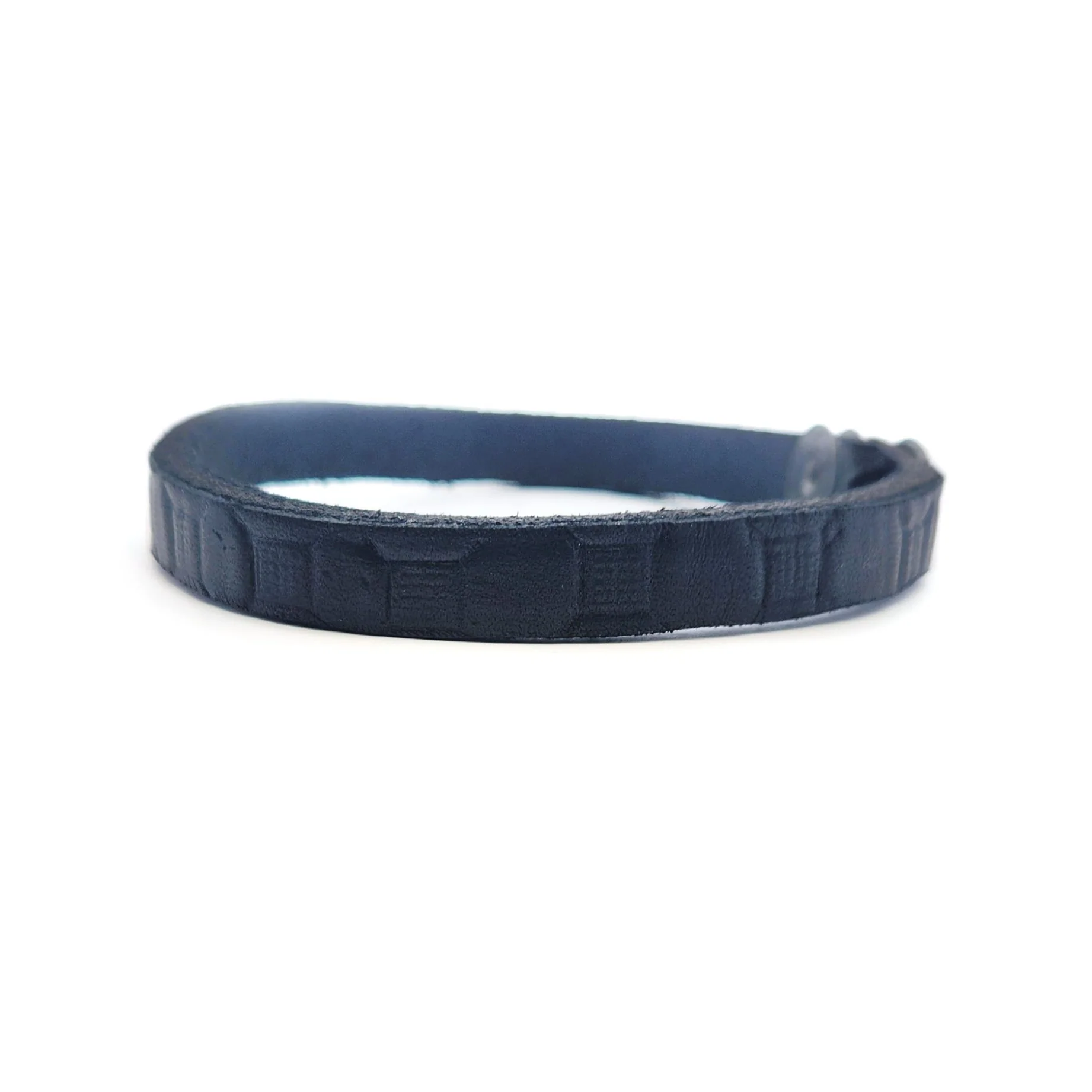 Thin Black Squares Leather Bracelet - Image 3