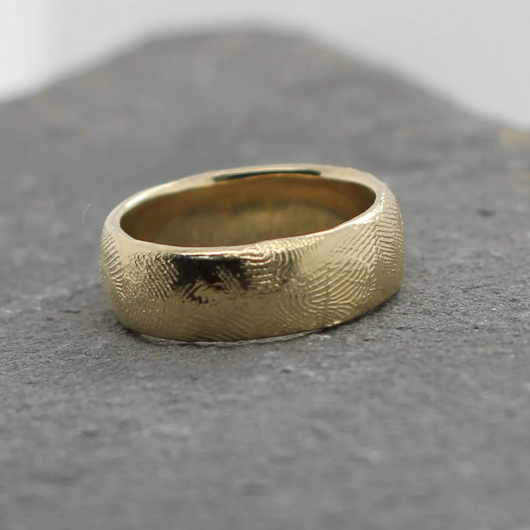 Impressiones Digitorum - 10k Yellow Fingerprint Textured Band - Image 4