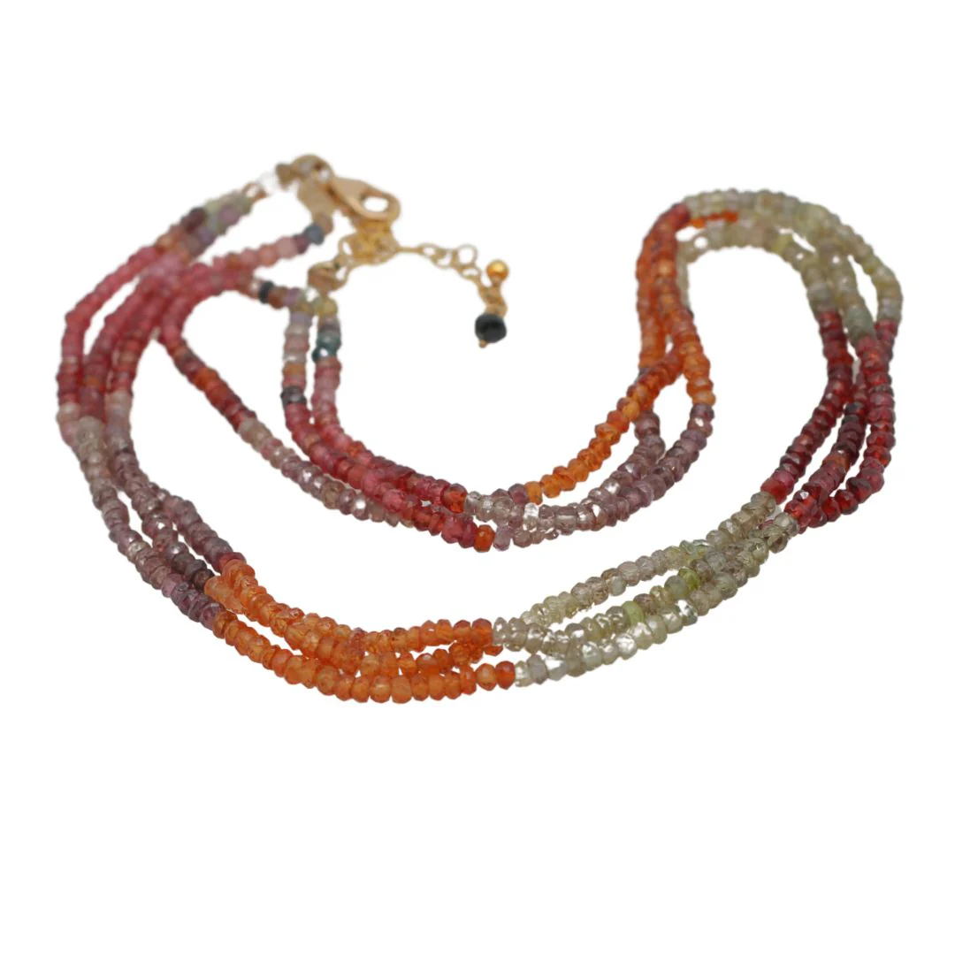 Three Strand Garnet Bead Necklace - Image 2