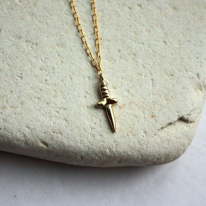 Tiny Brass Dagger Pendant - Image 2
